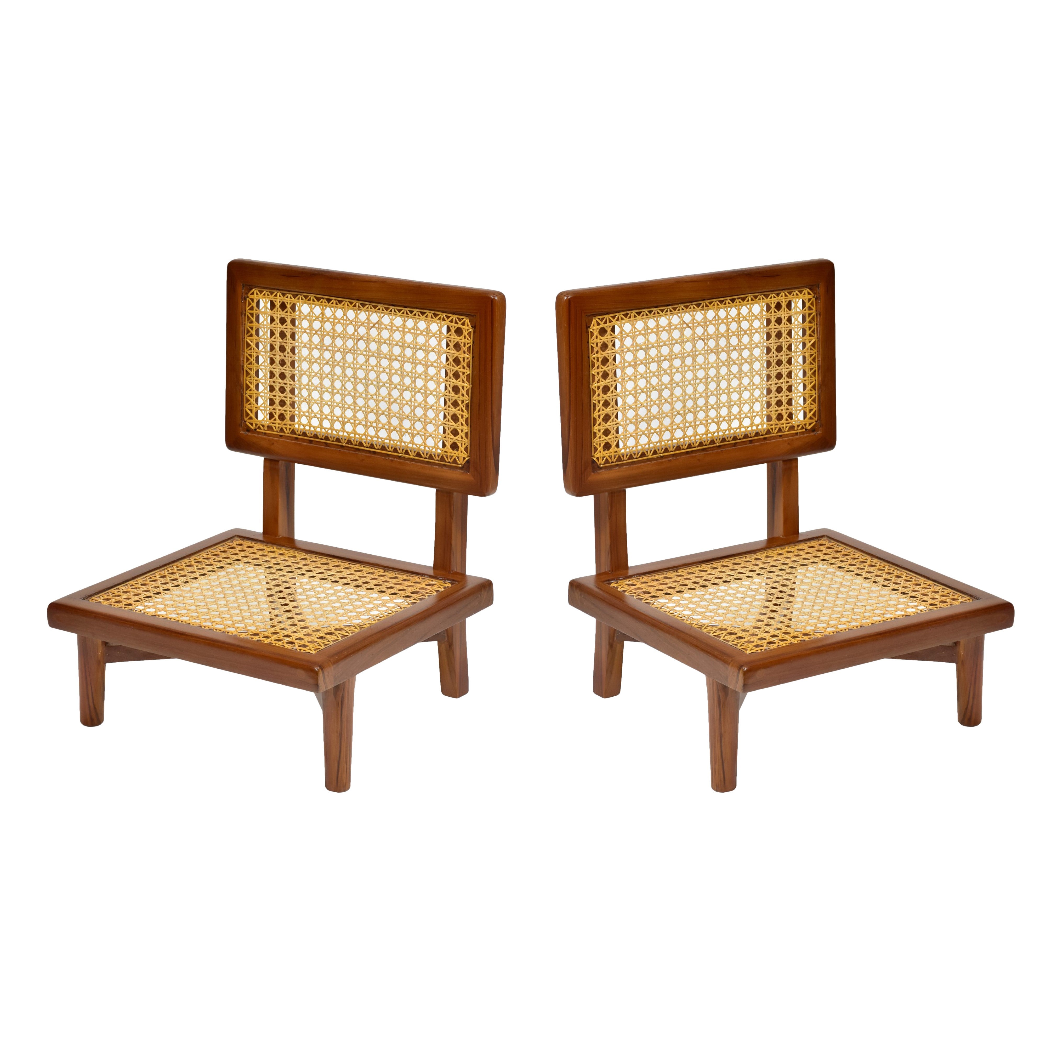 (Set of 2) Low Height Cane Dining Chair Dining Chair