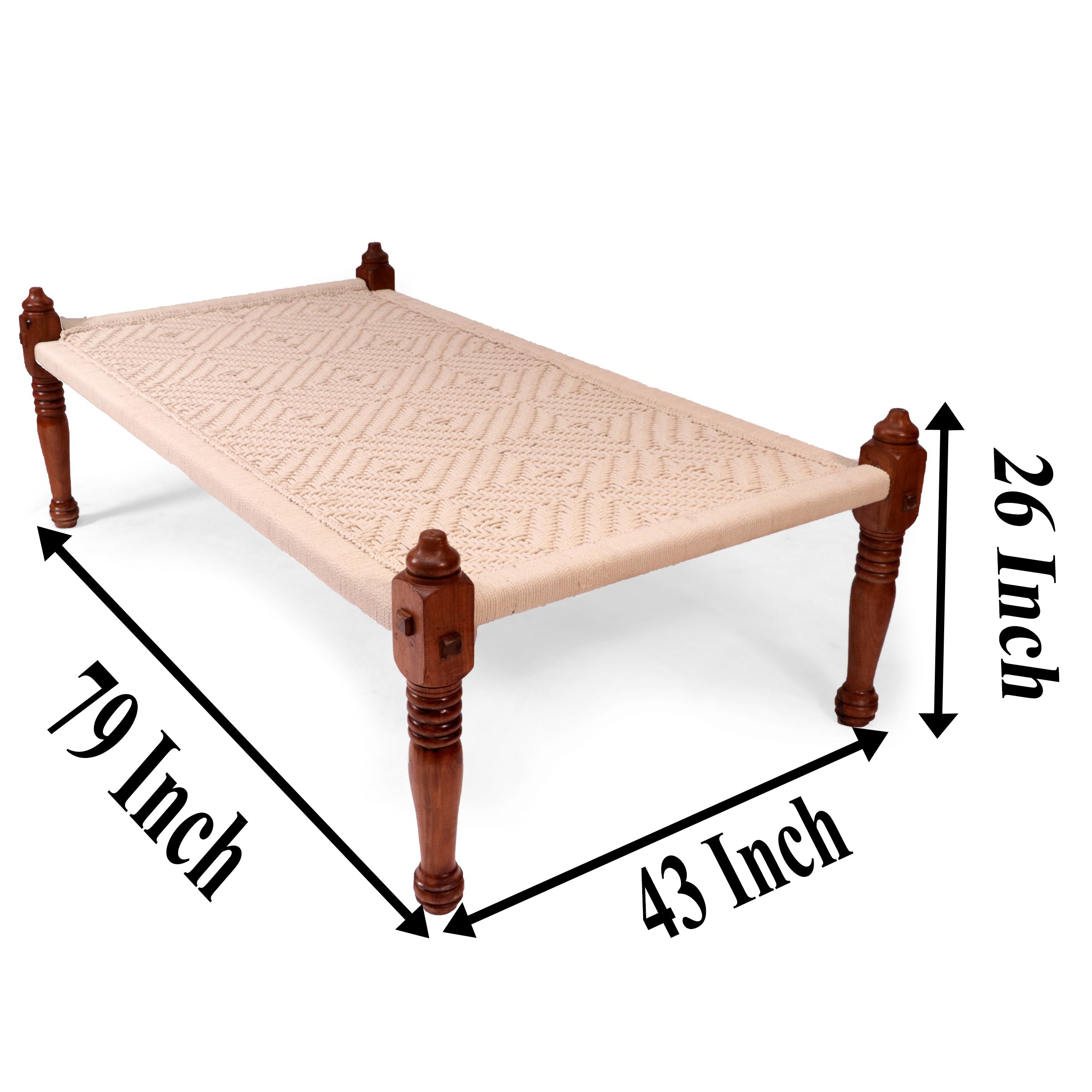 Wooden White Weave Indian Daybed Daybed
