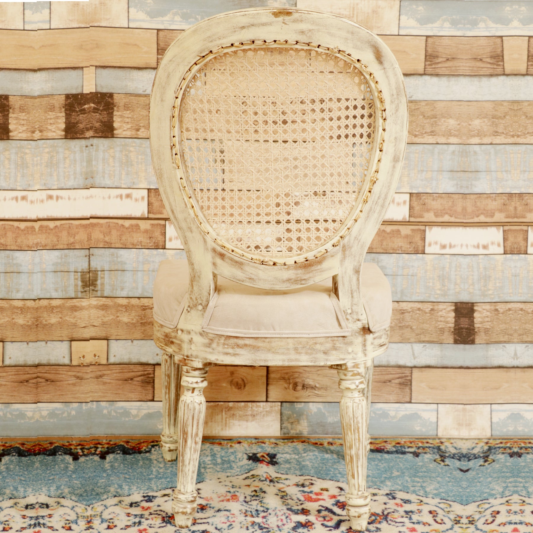 (Set of 2) Distressed White Comfort Chair Dining Chair