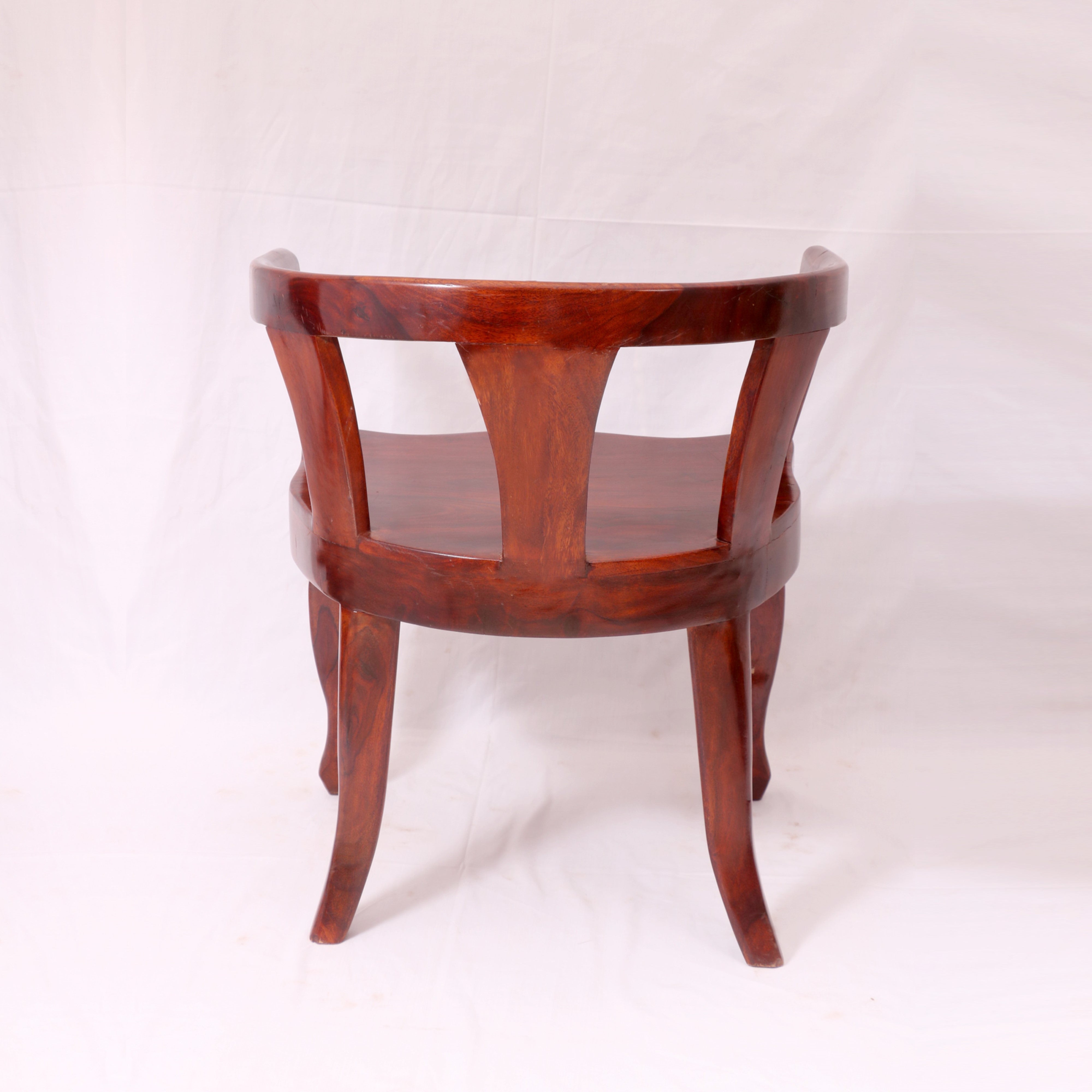Mohagany Tone Rounded Arms Wooden Chair Arm Chair