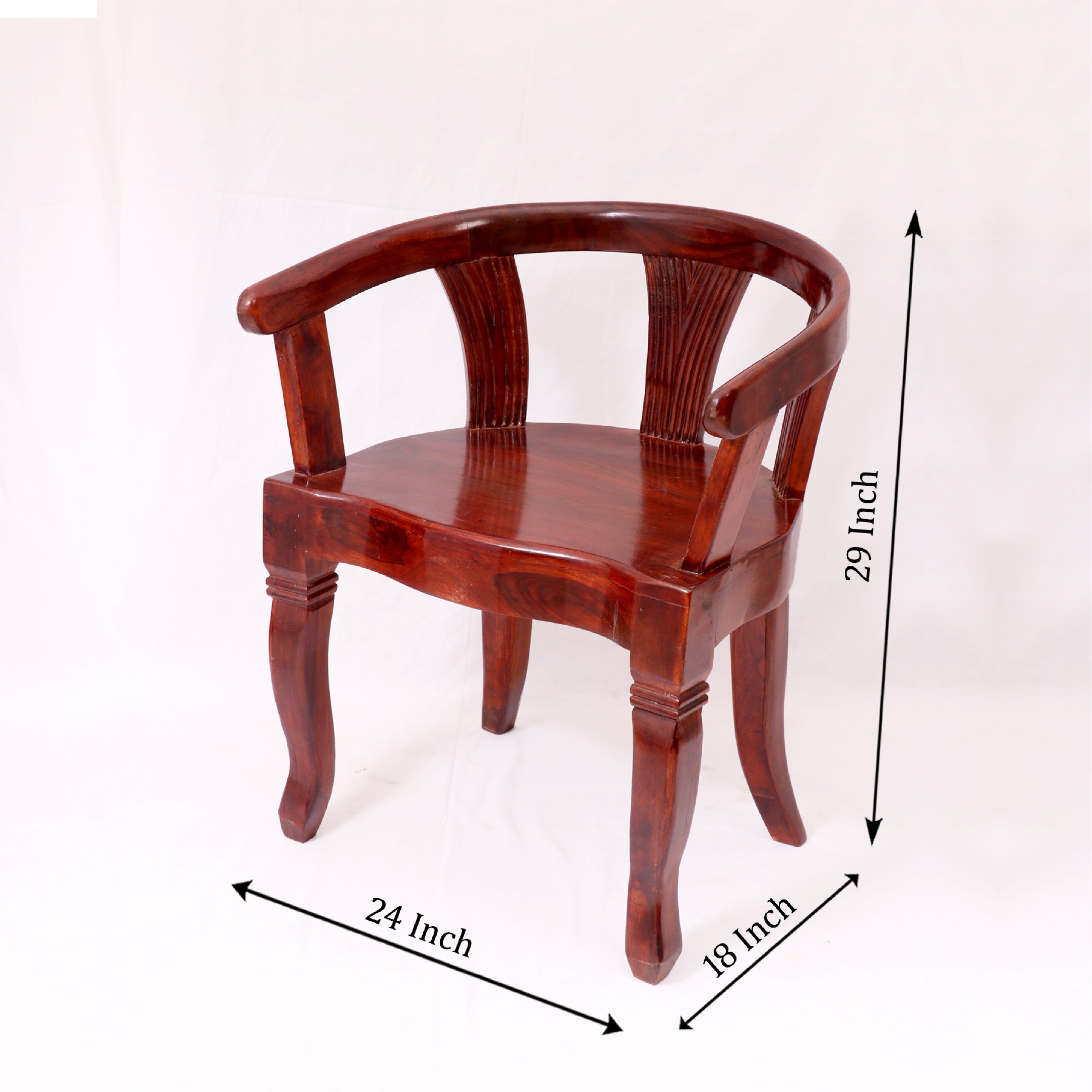 Mohagany Tone Rounded Arms Wooden Chair Arm Chair