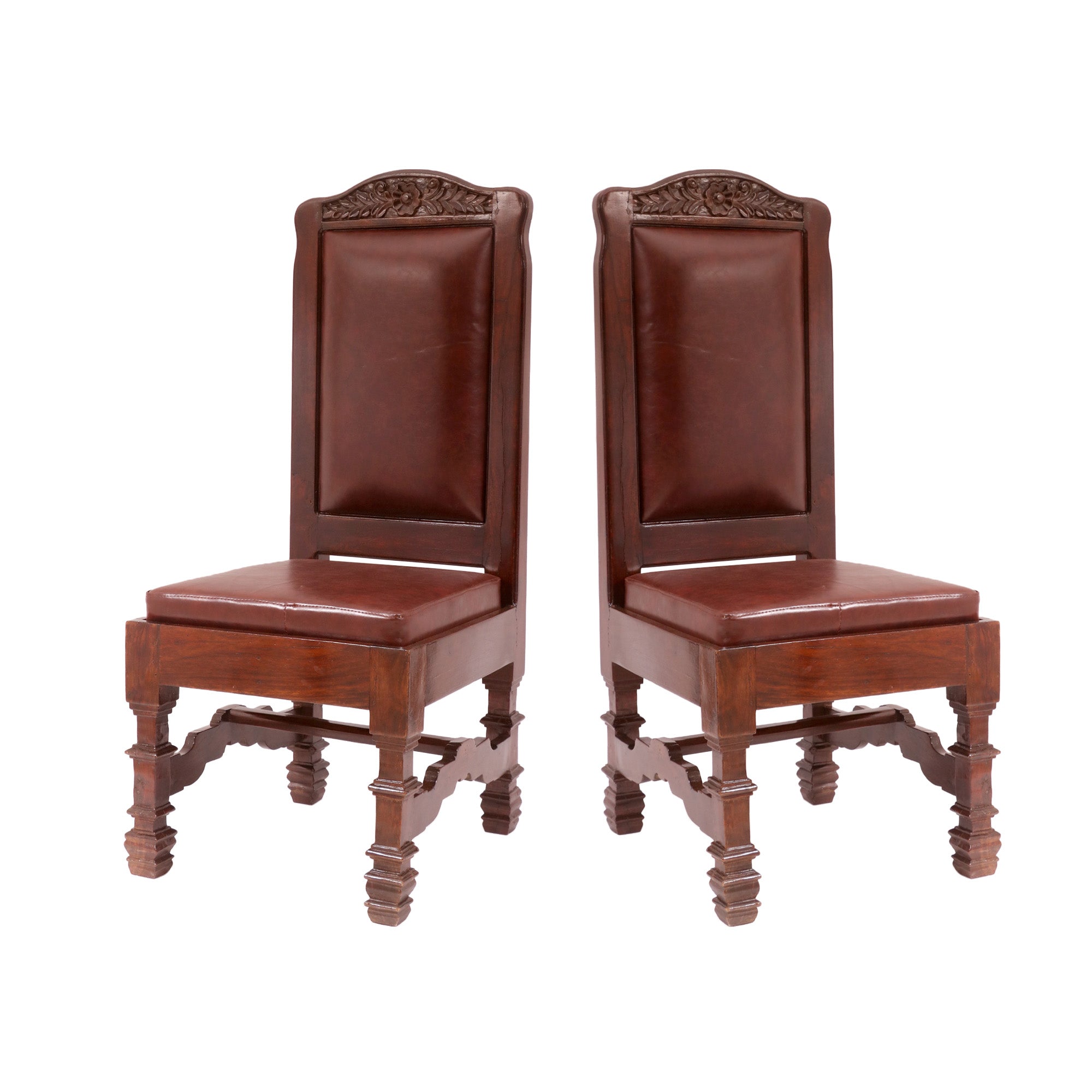 (Set of 2) Medium brown Simple Stepwell Dinning Chair Dining Chair