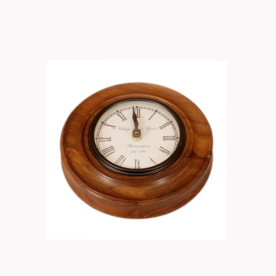 Small Classic Round Handmade Wooden Designer Clock Clock