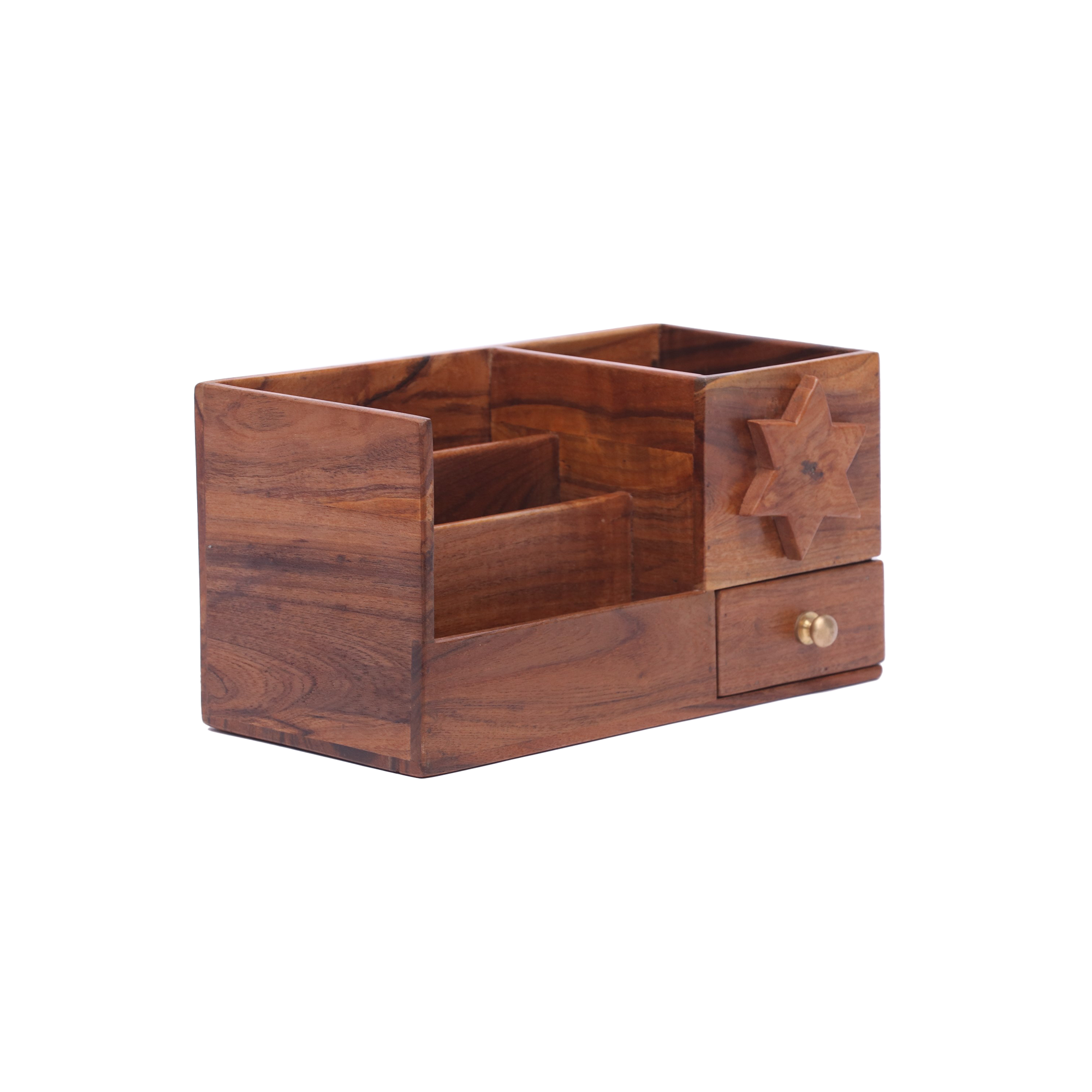 Wooden star box organizer with drawer Desk Organizer