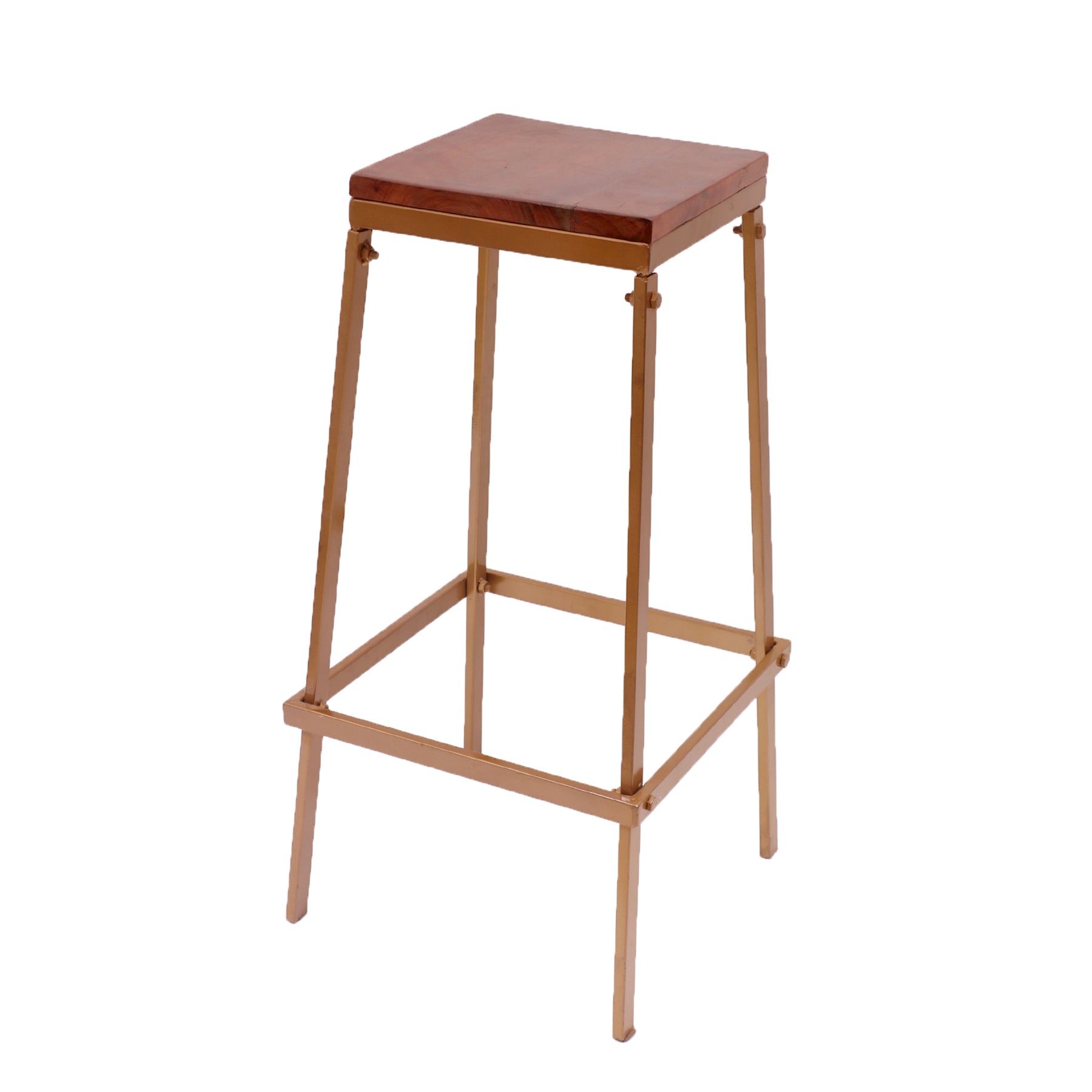 Dull Gold Solid Wood Stool Stool