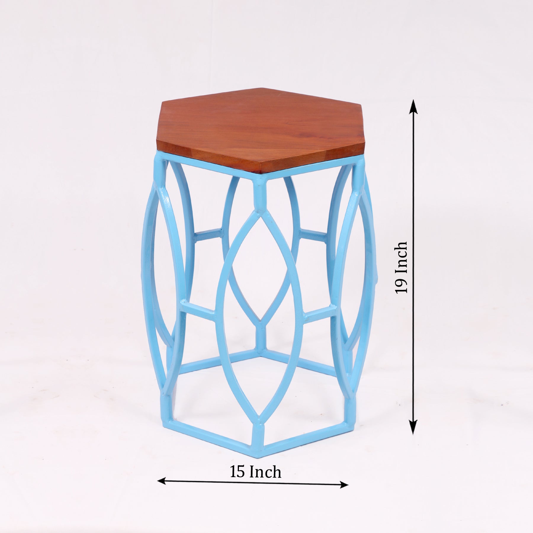 Hexagonal Metallic Coffee Table (Blue) End Table