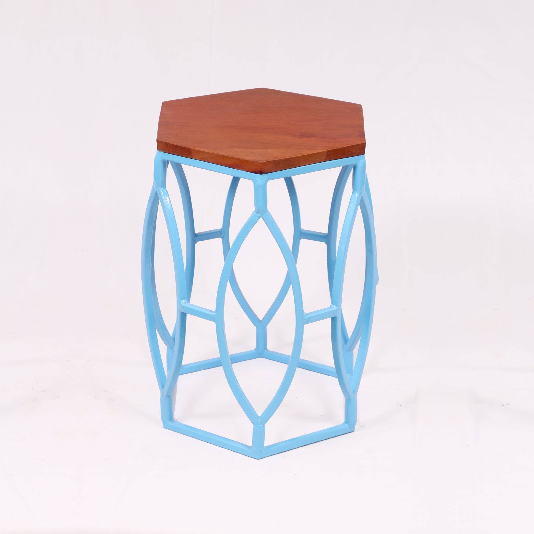 Hexagonal Metallic Coffee Table (Blue) End Table