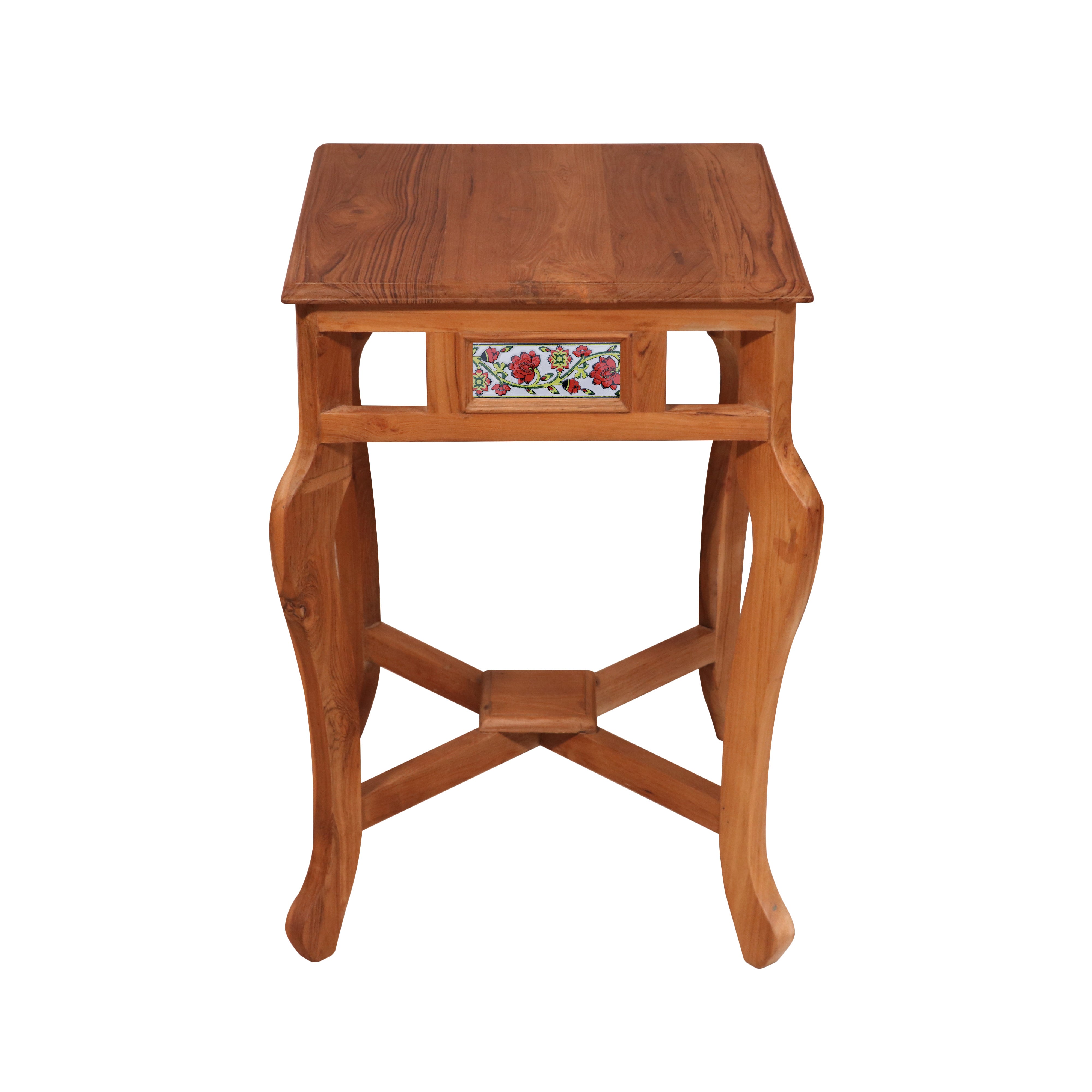 Traditional teak natural tone Table End Table