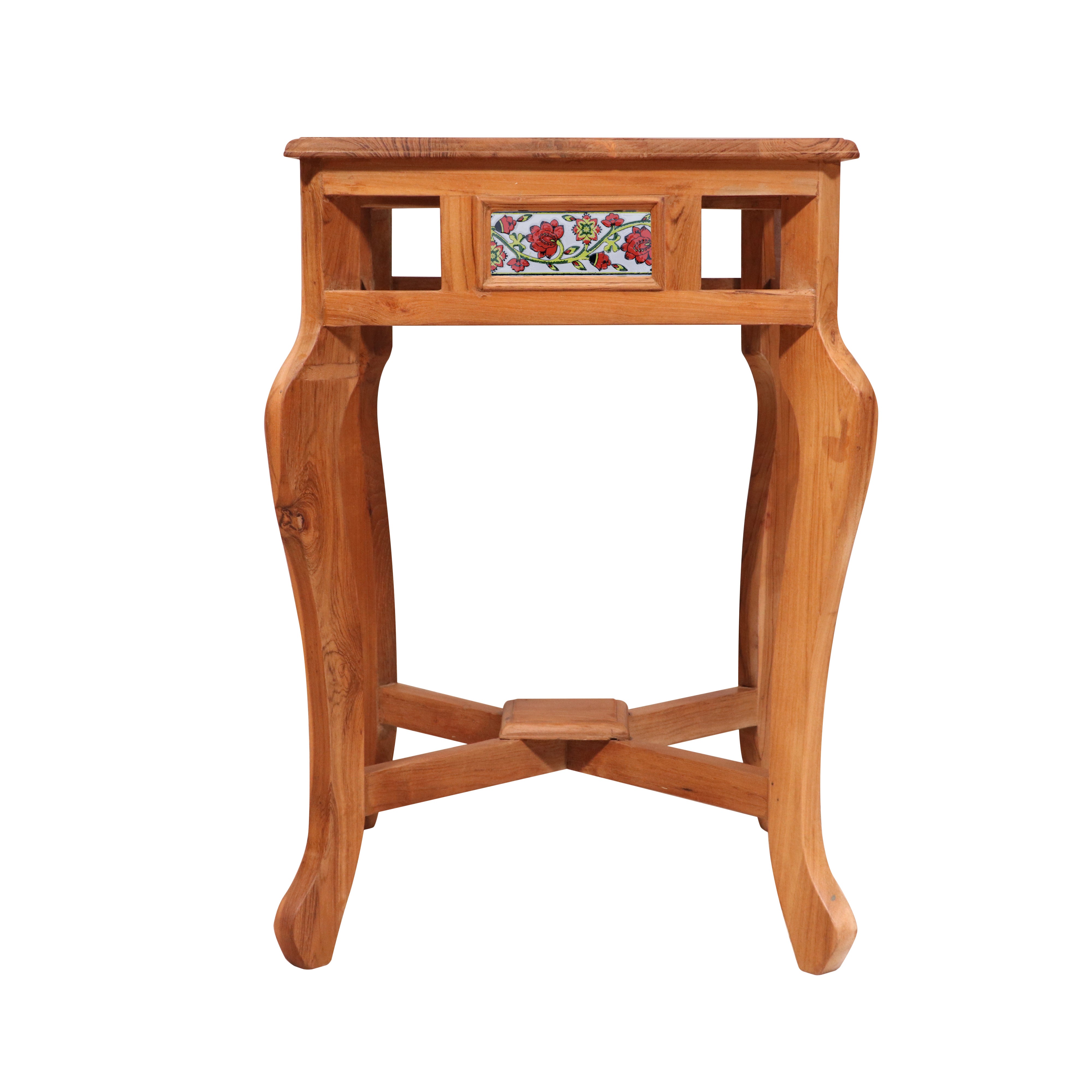 Traditional teak natural tone Table End Table