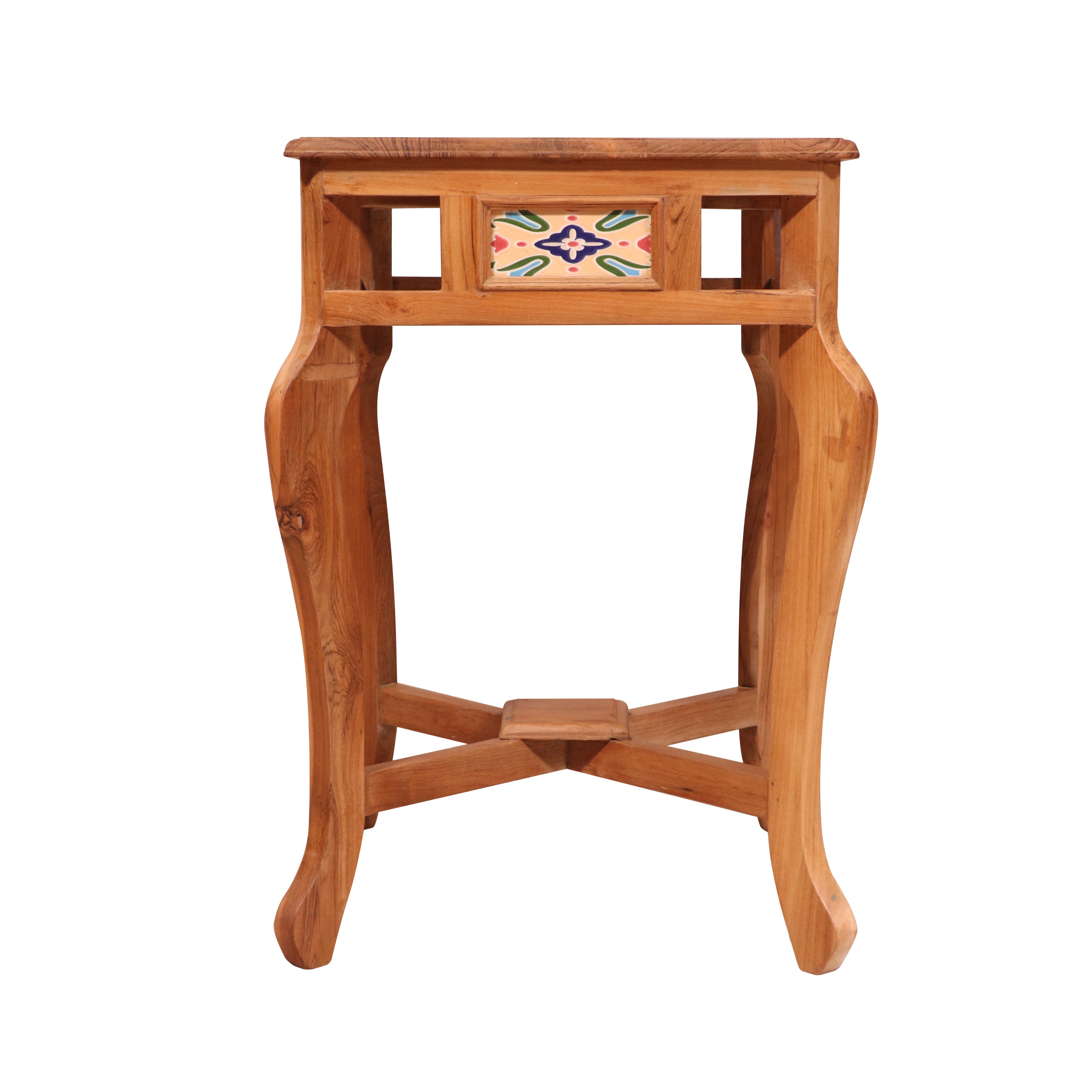 Traditional teak natural tone Table End Table
