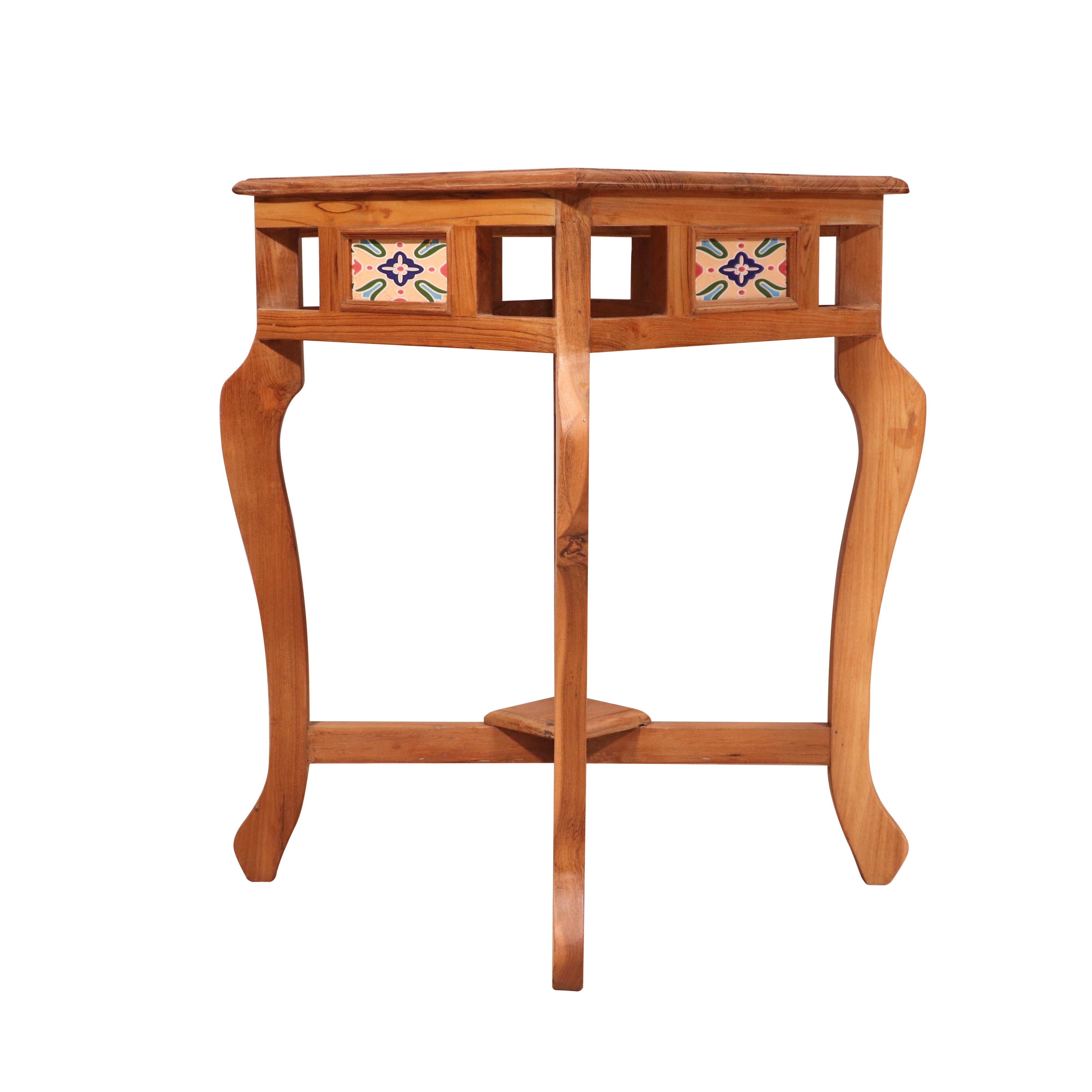 Traditional teak natural tone Table End Table