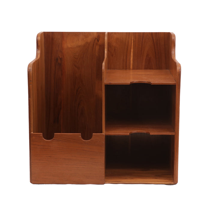 Classic Wooden Multistorage File Rack (Natural Tone) Desk Organizer