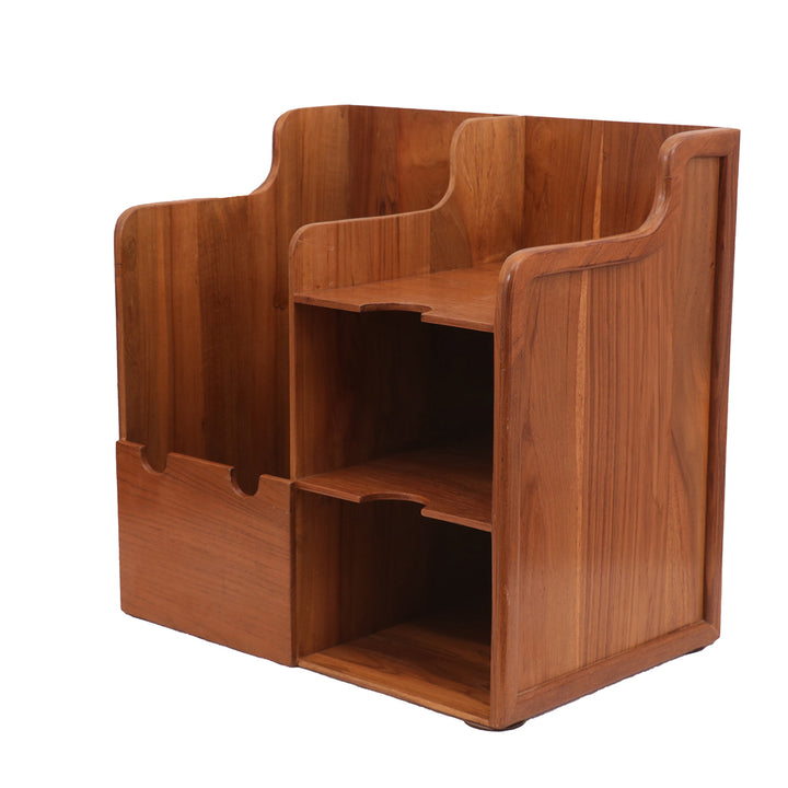 Classic Wooden Multistorage File Rack (Natural Tone) Desk Organizer