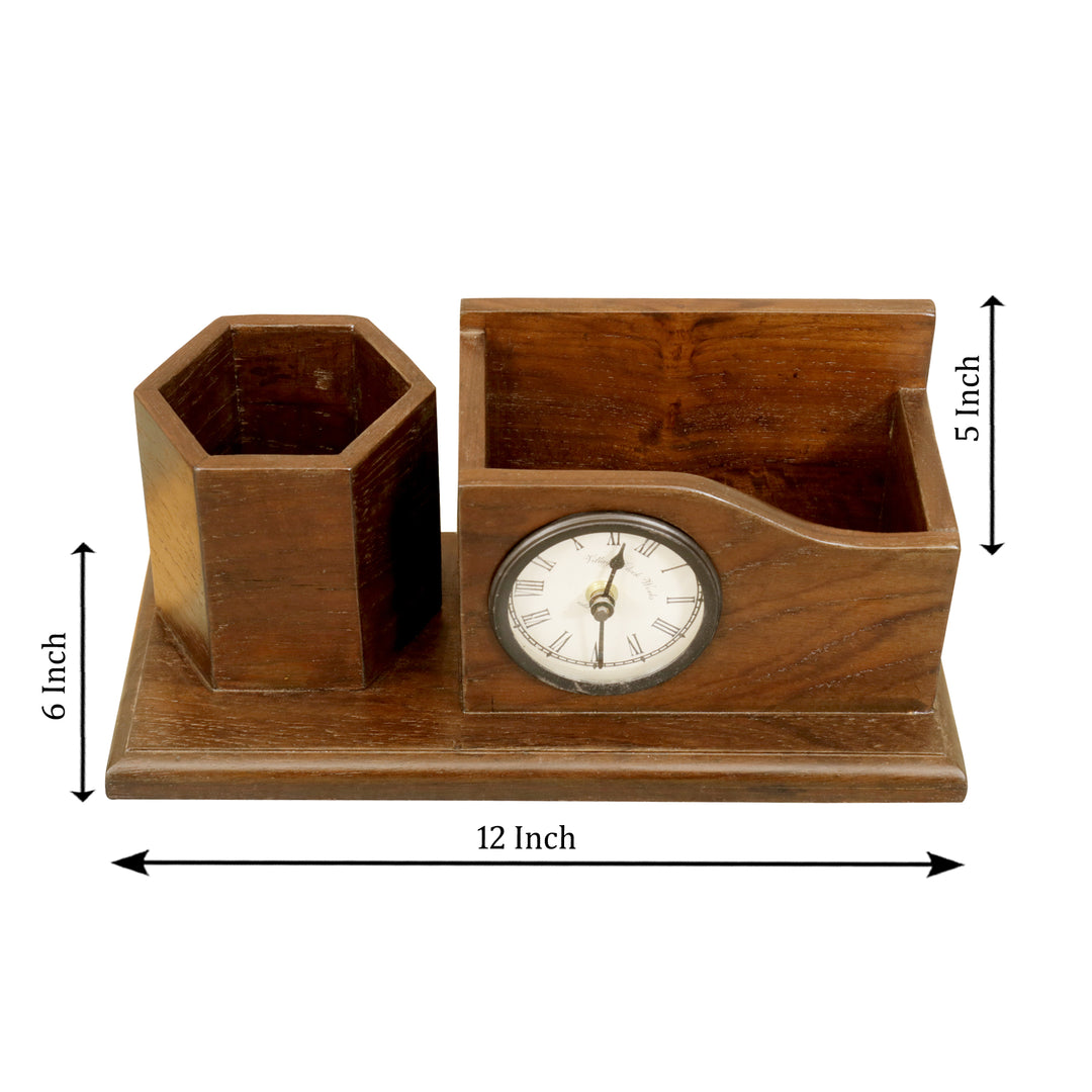 Wooden Desk Organizer with 2 Slots (Dark Tone) Desk Organizer