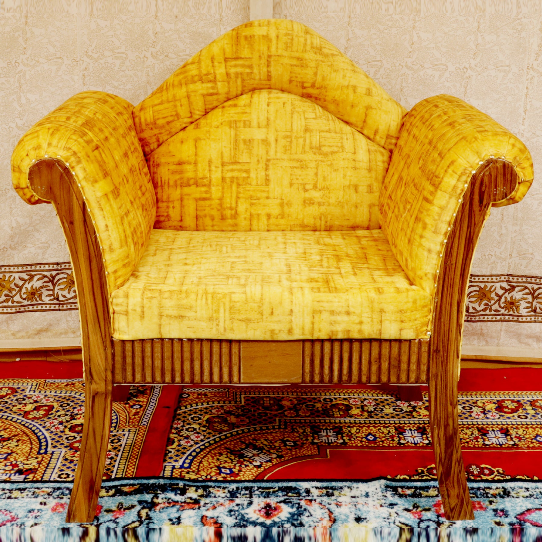 Traditional yellow upholstered single Seater Sofa Sofa