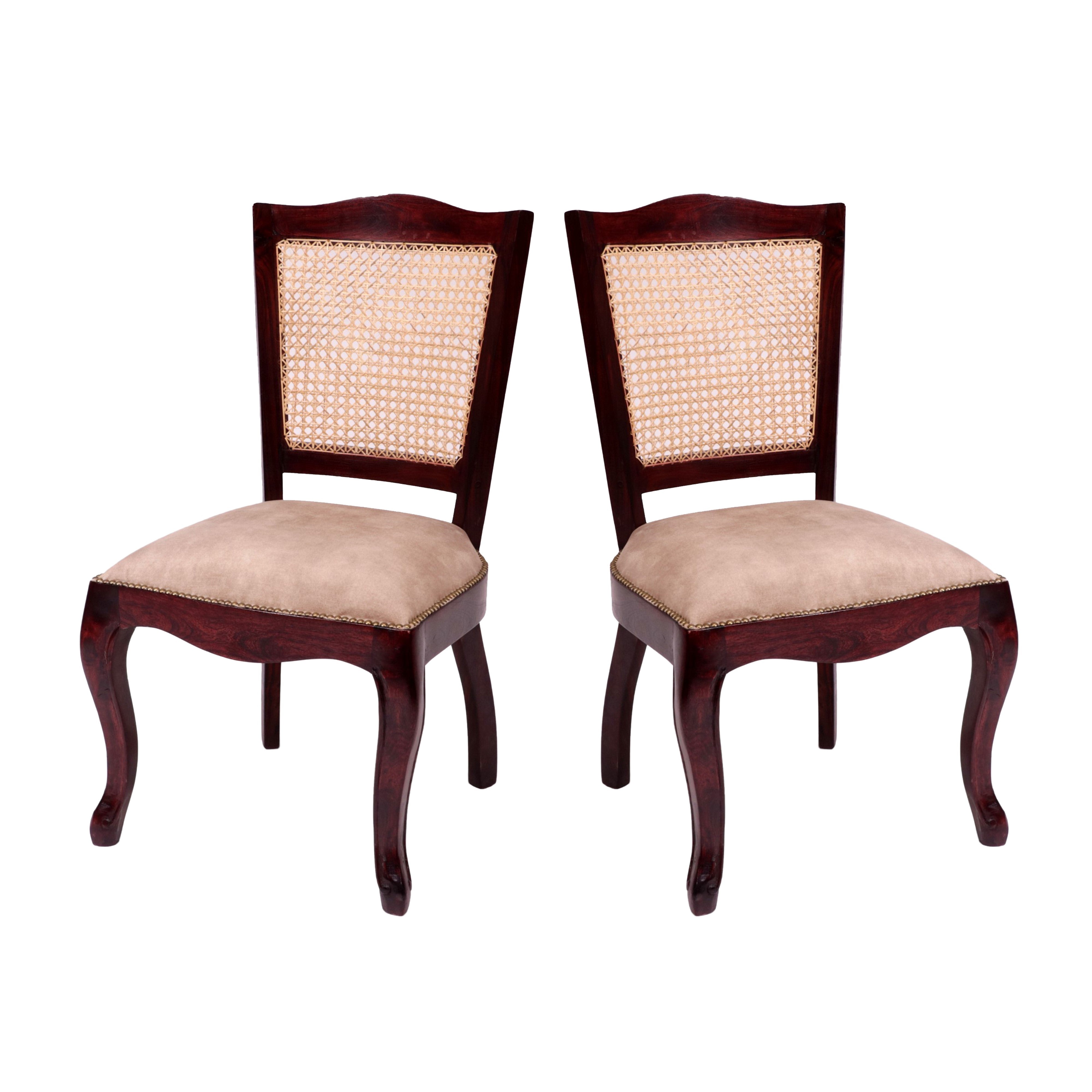 (Set of 2) Stylish Cane back Wooden Chair Dining Chair