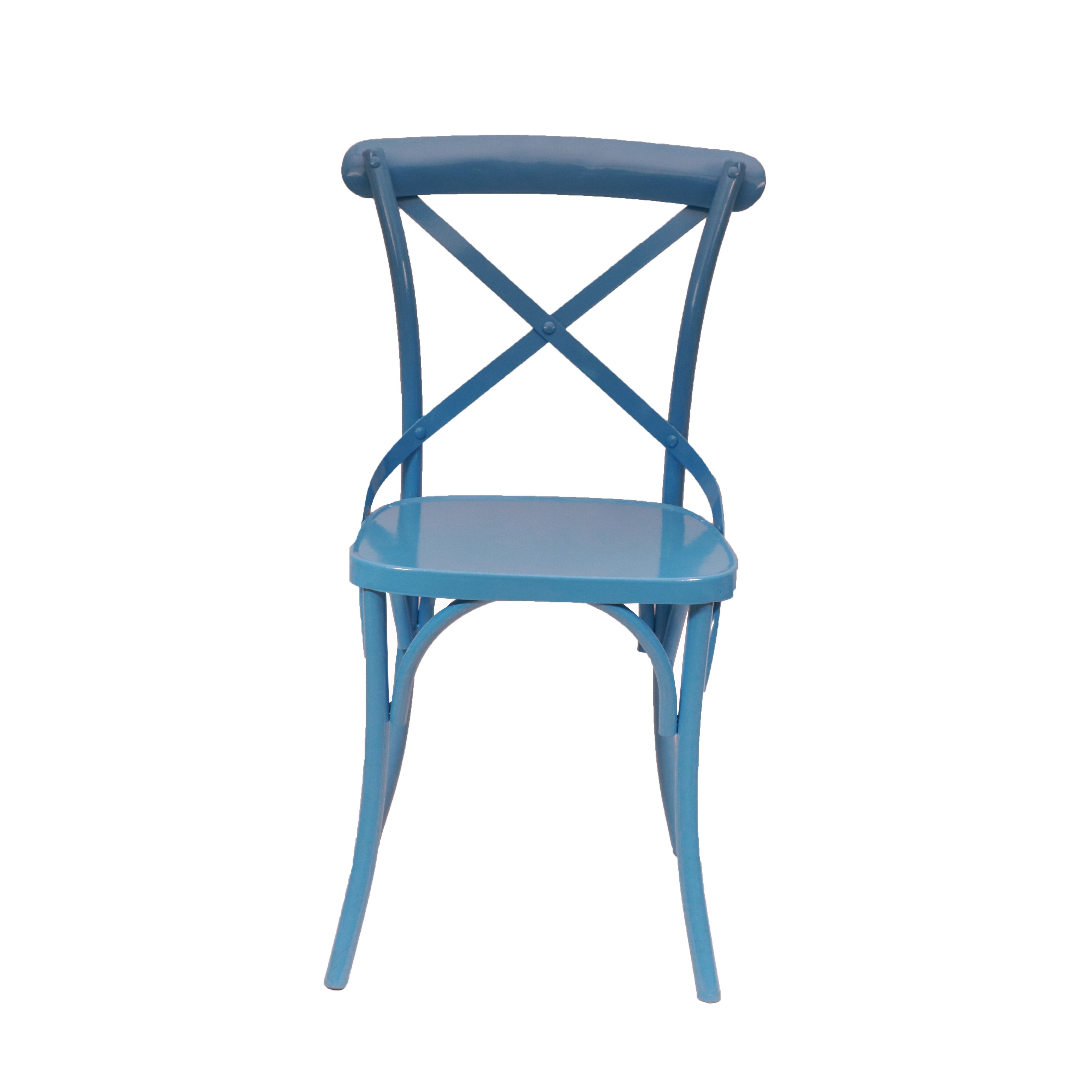 (Set of 2) Blue Metal Exotic Hue Chair Dining Chair