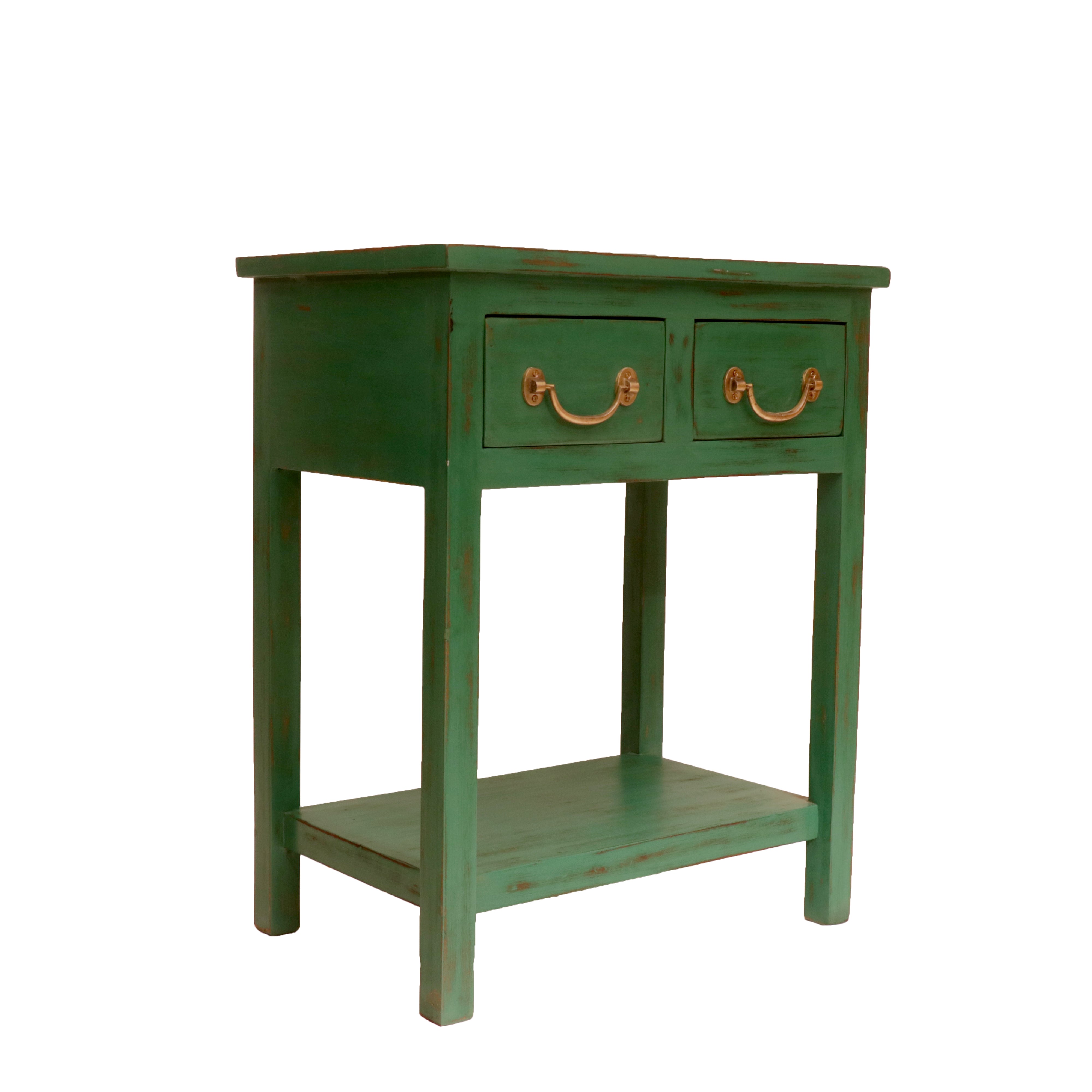Playful Green Distressed Table End Table