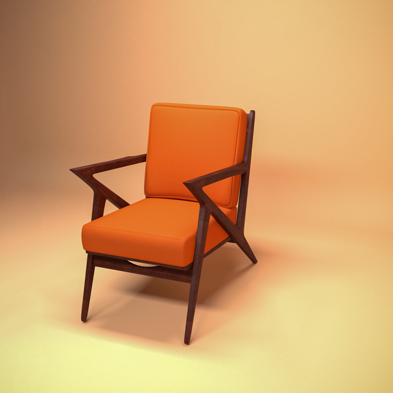 Vintage Modern Finish Wooden Arm Chair Arm Chair