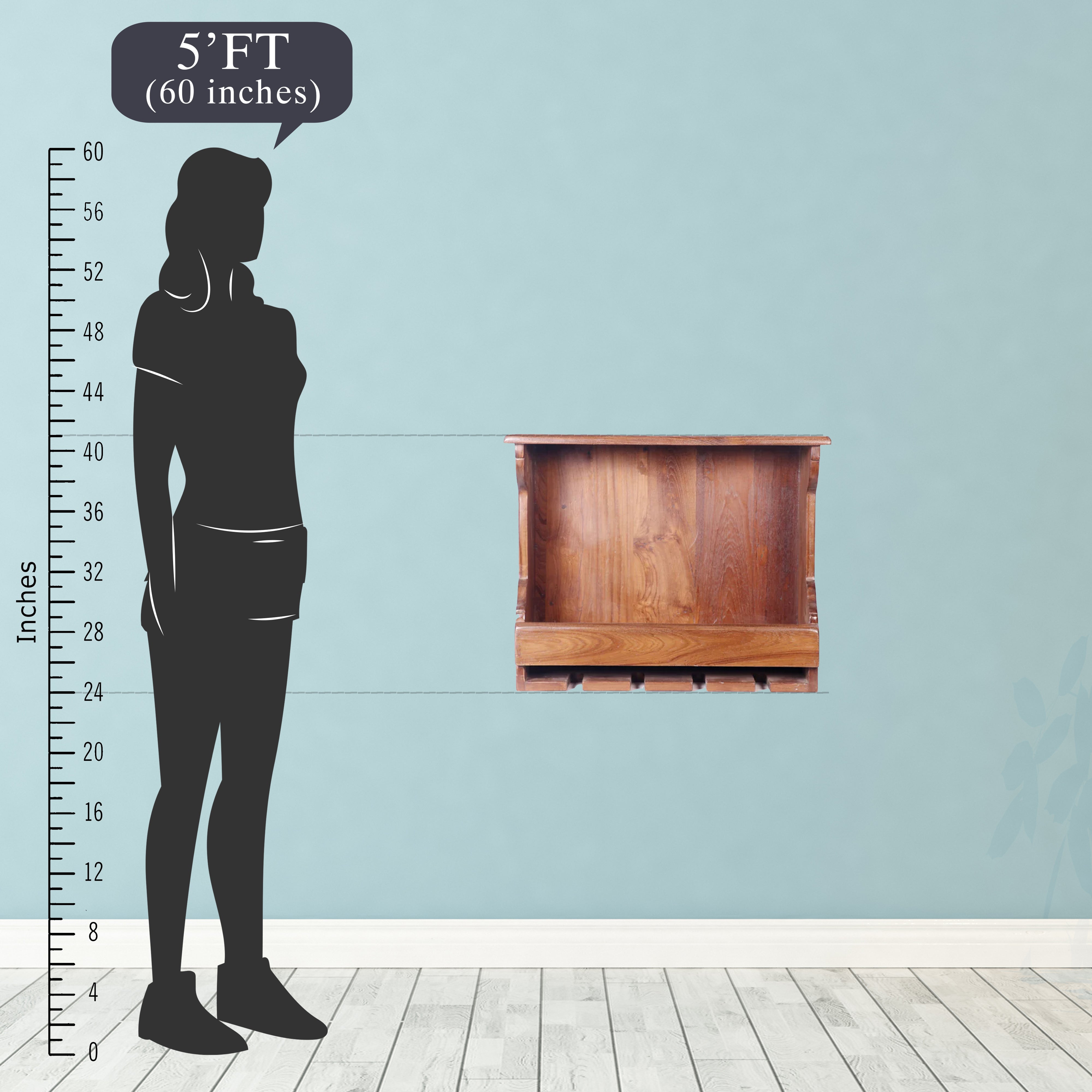 Teak wood wall hanging Bar Rack
