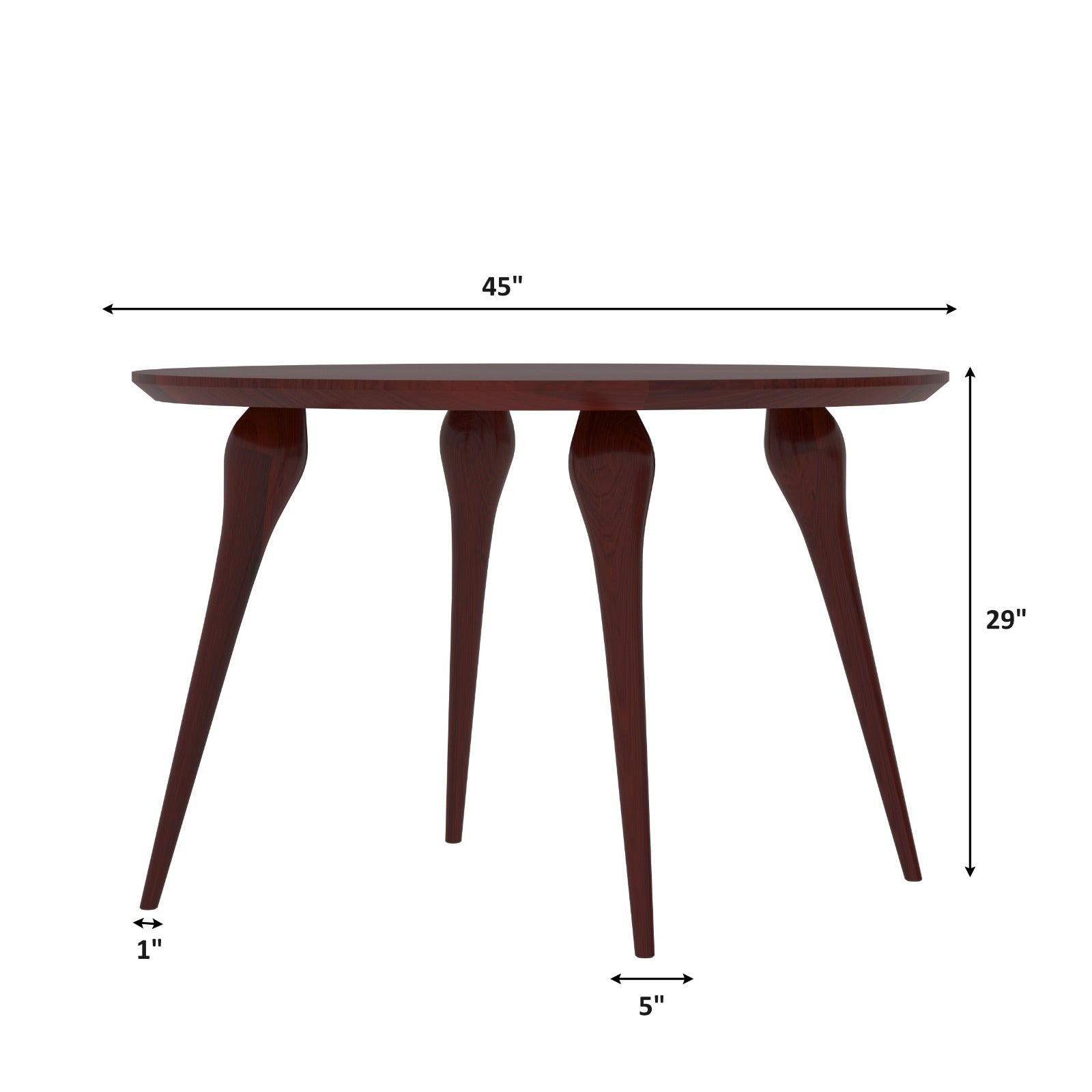 Airvek Round Top Mahogany Finished Handmade Wooden Dining Table Dining Table