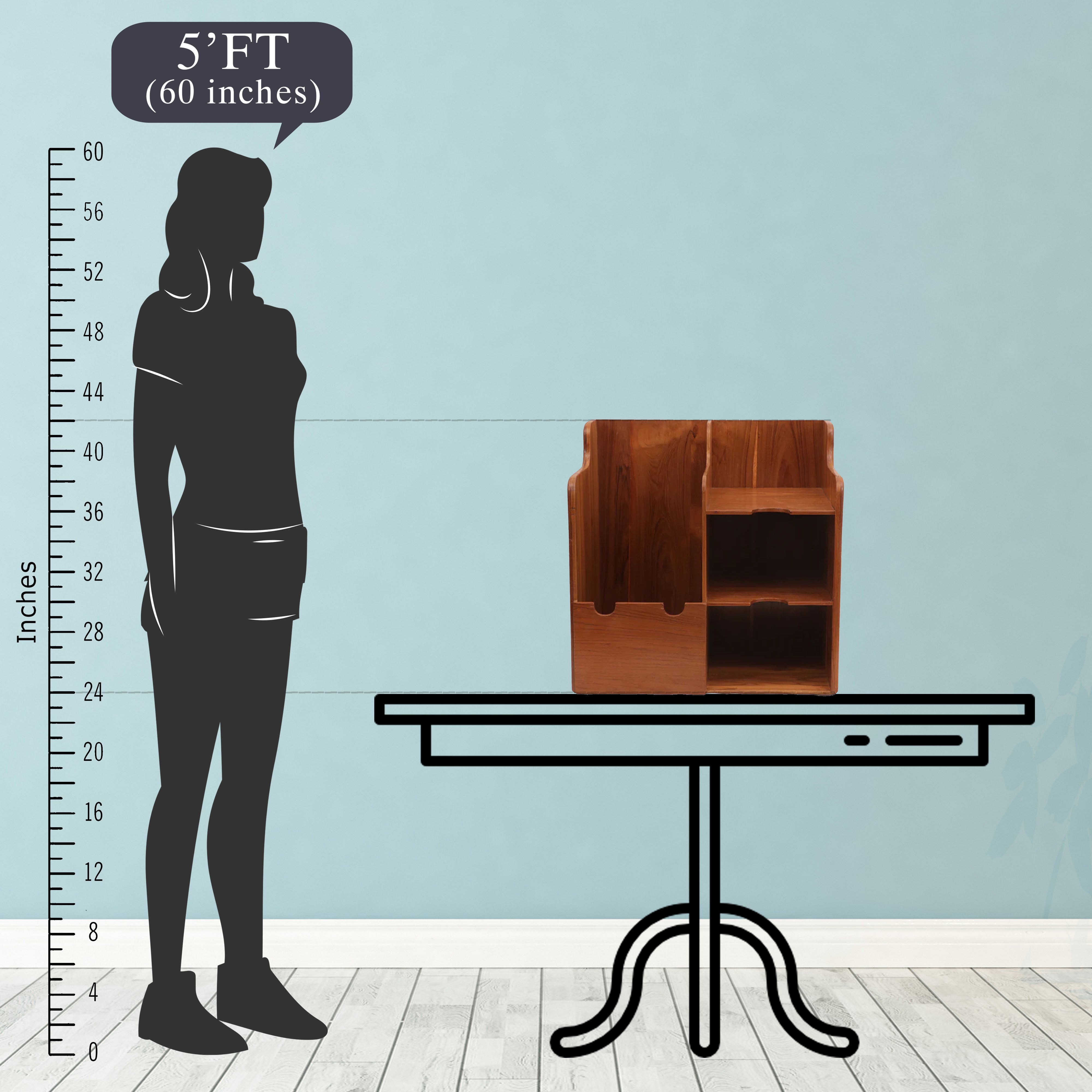 Classic Wooden Multistorage File Rack (Natural Tone)