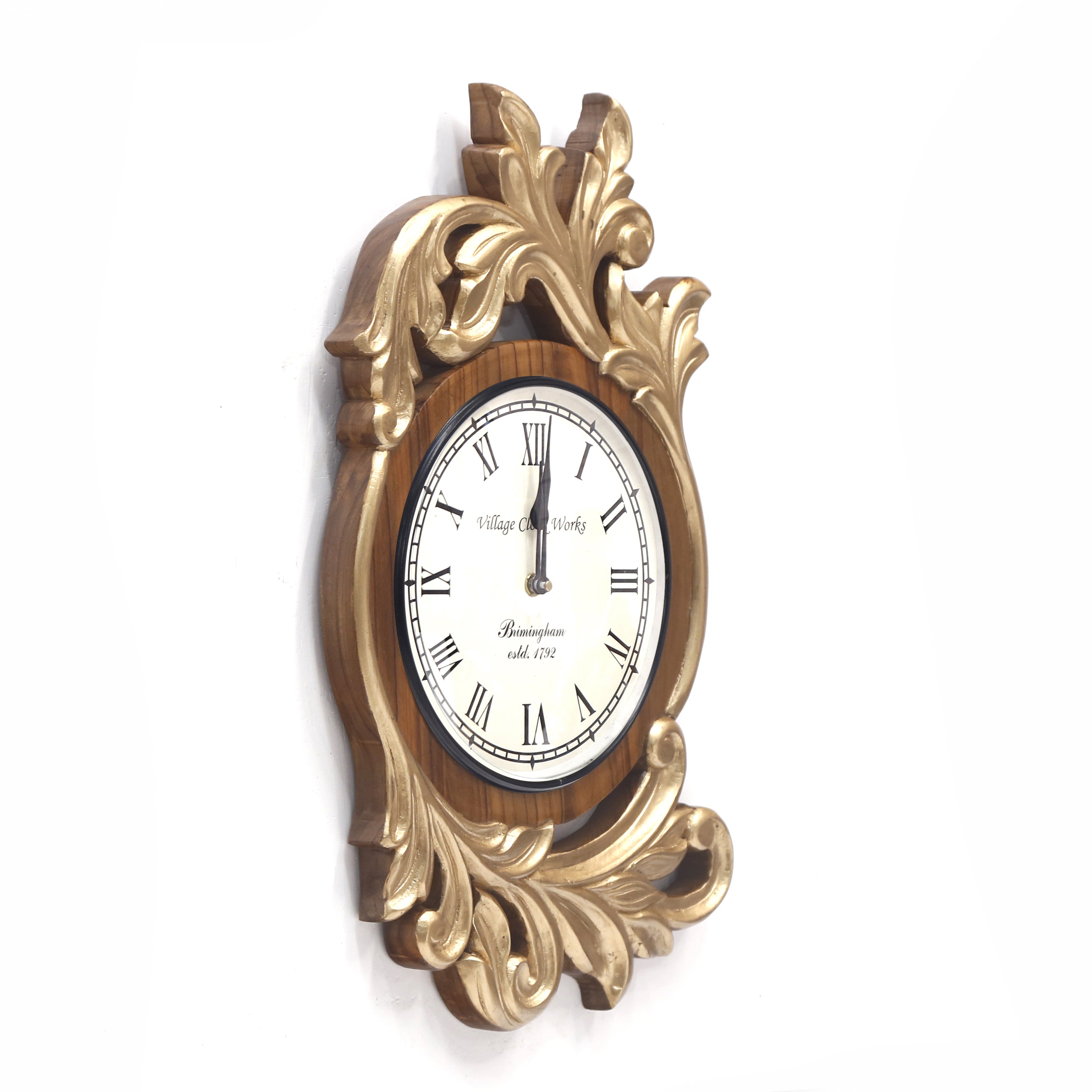 Wooden Detail Clock – Leaf (Sky) Clock