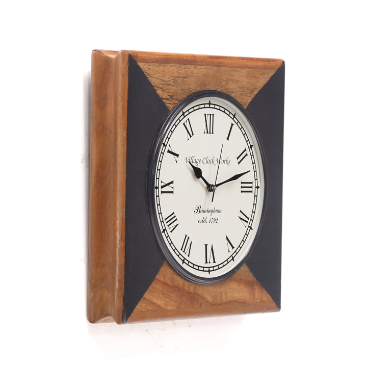 Black Brown Designed Handmade Wooden Inlay Clock Clock