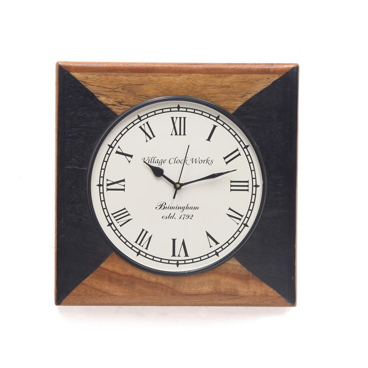 Black Brown Designed Handmade Wooden Inlay Clock Clock