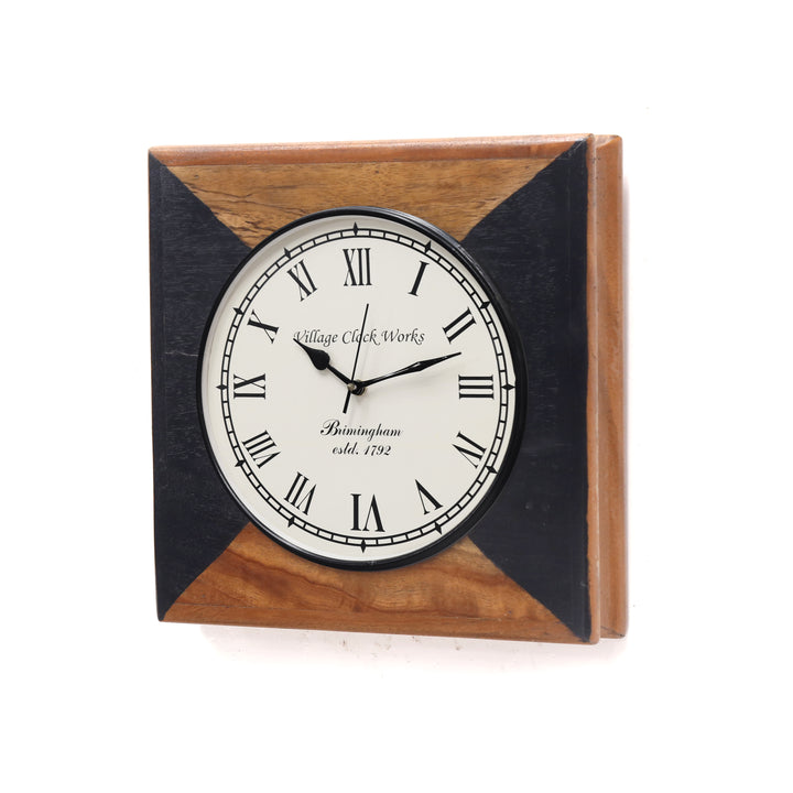 Black Brown Designed Handmade Wooden Inlay Clock Clock