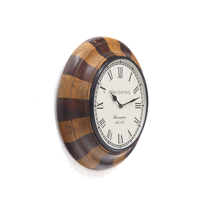 Versatile Handmade Wooden Round Dual Tone Wall Clock Clock