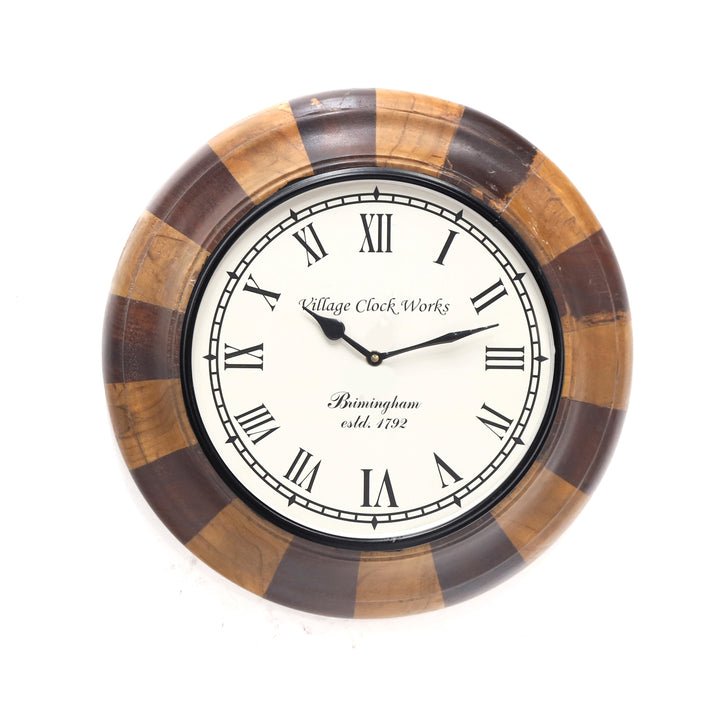 Versatile Handmade Wooden Round Dual Tone Wall Clock Clock