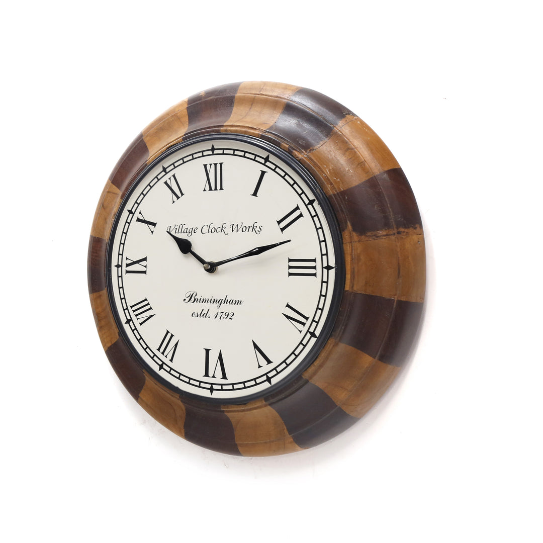 Versatile Handmade Wooden Round Dual Tone Wall Clock Clock