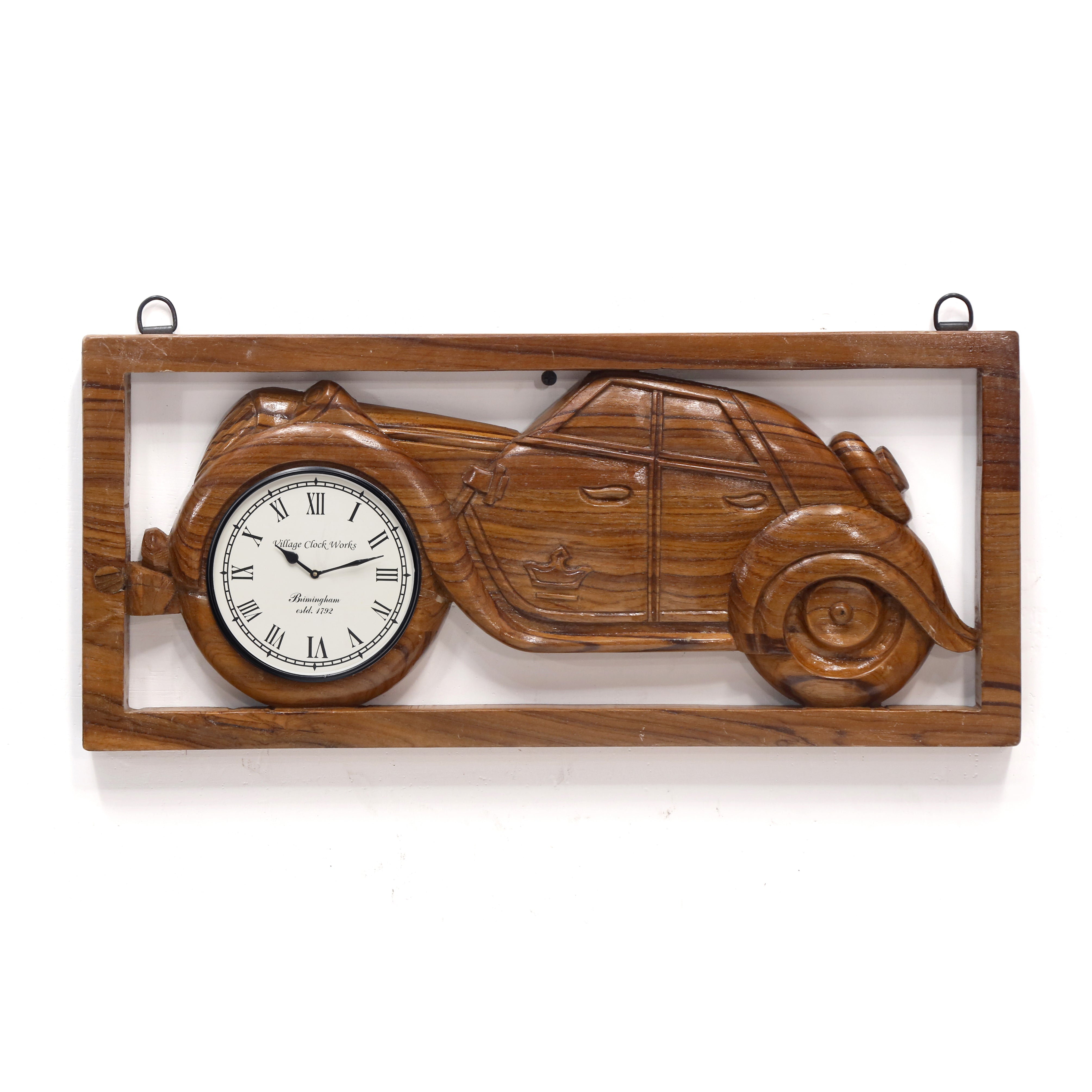 8 Day Ship Clock mounted on wooden base for hanging - l'art et l'automobile