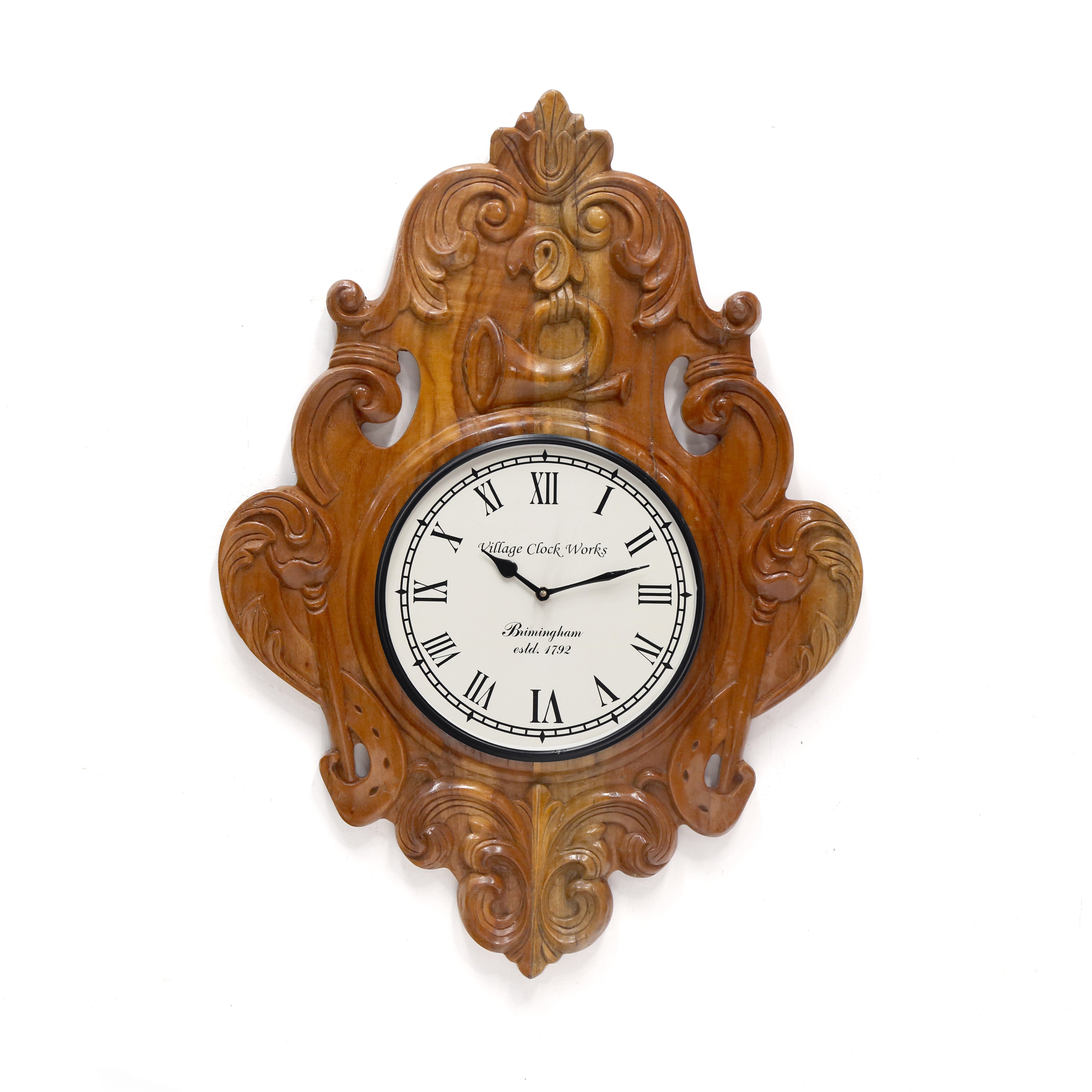 Wooden Handcarved Clock Clock