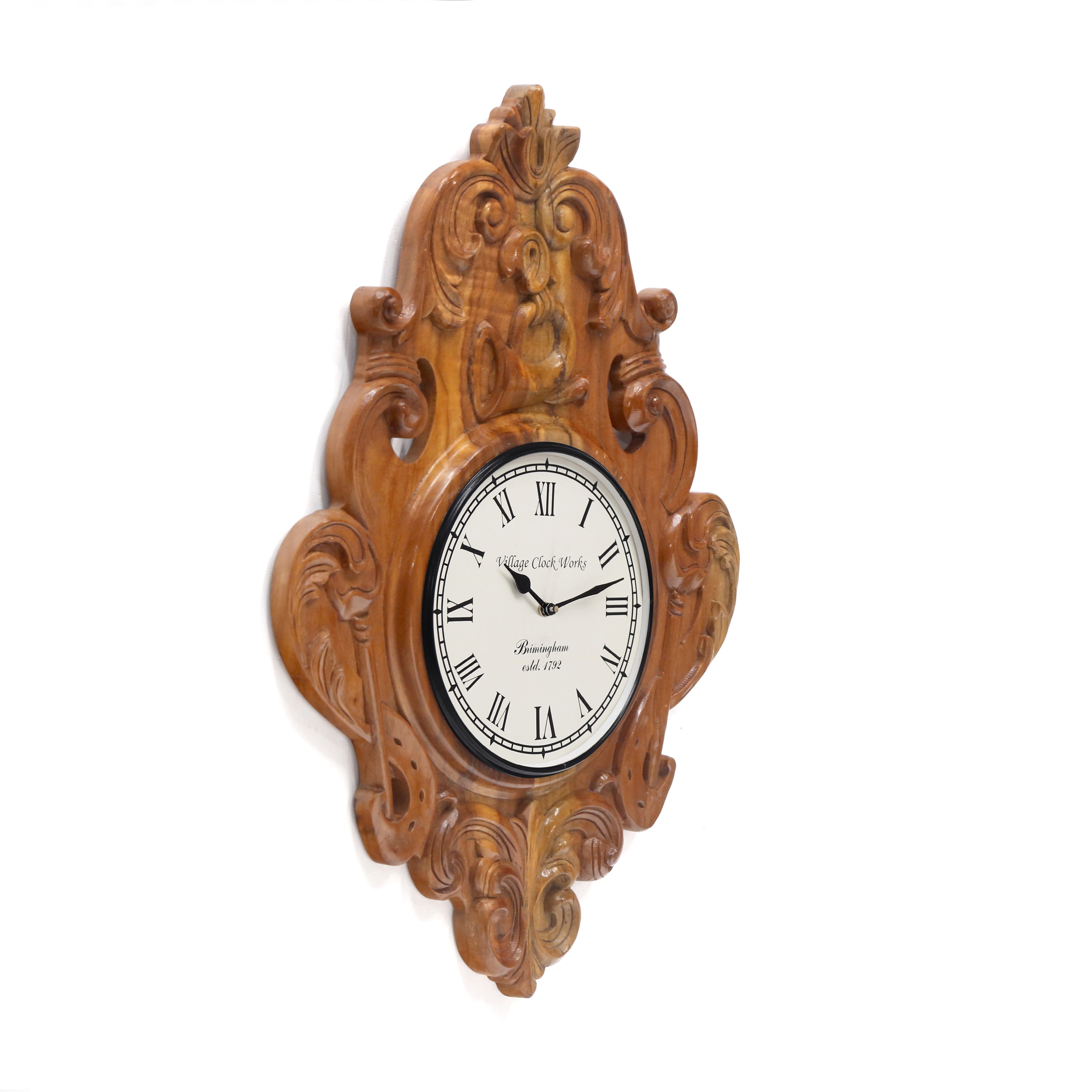 Wooden Handcarved Clock Clock