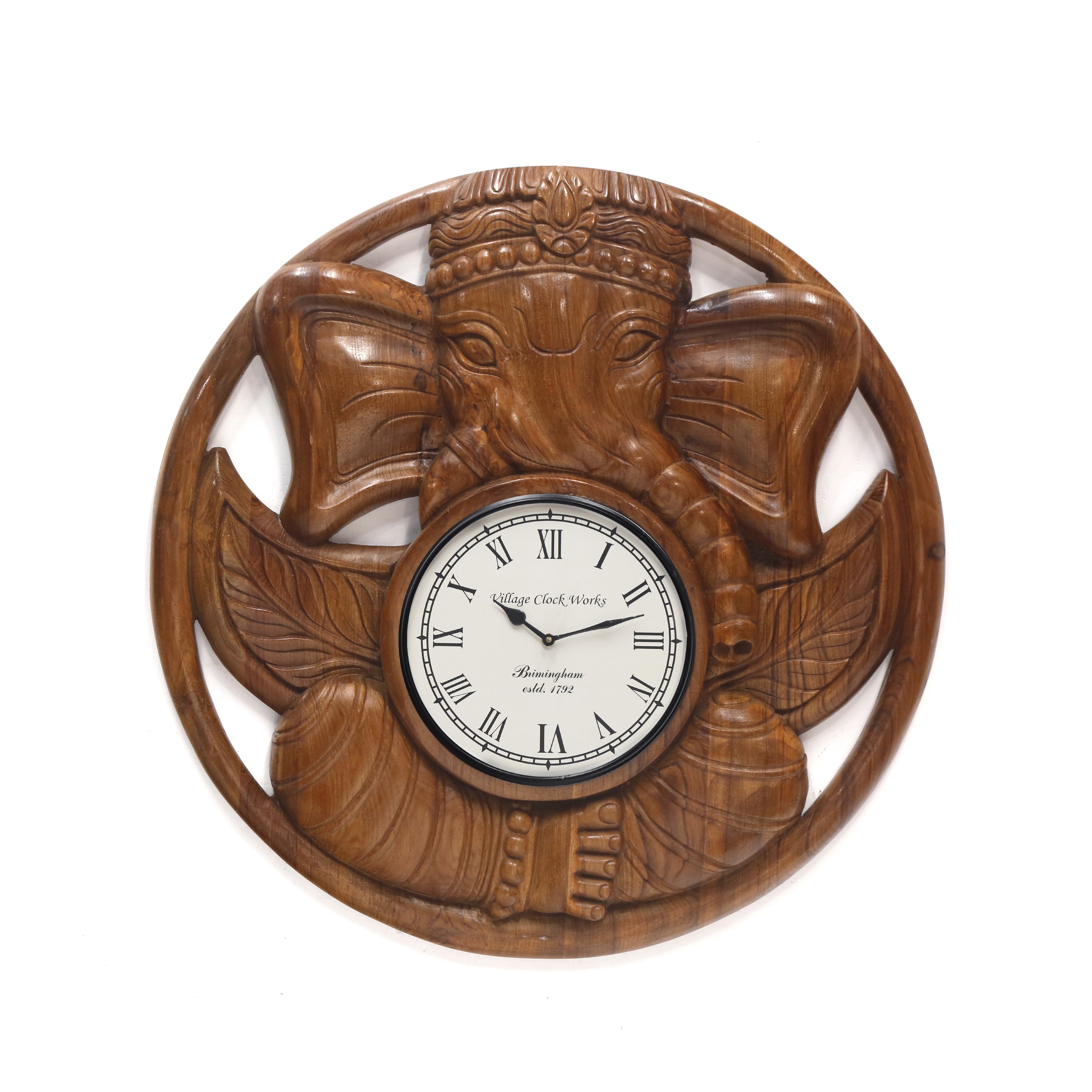 Serene Ganesha Carved Clock Clock