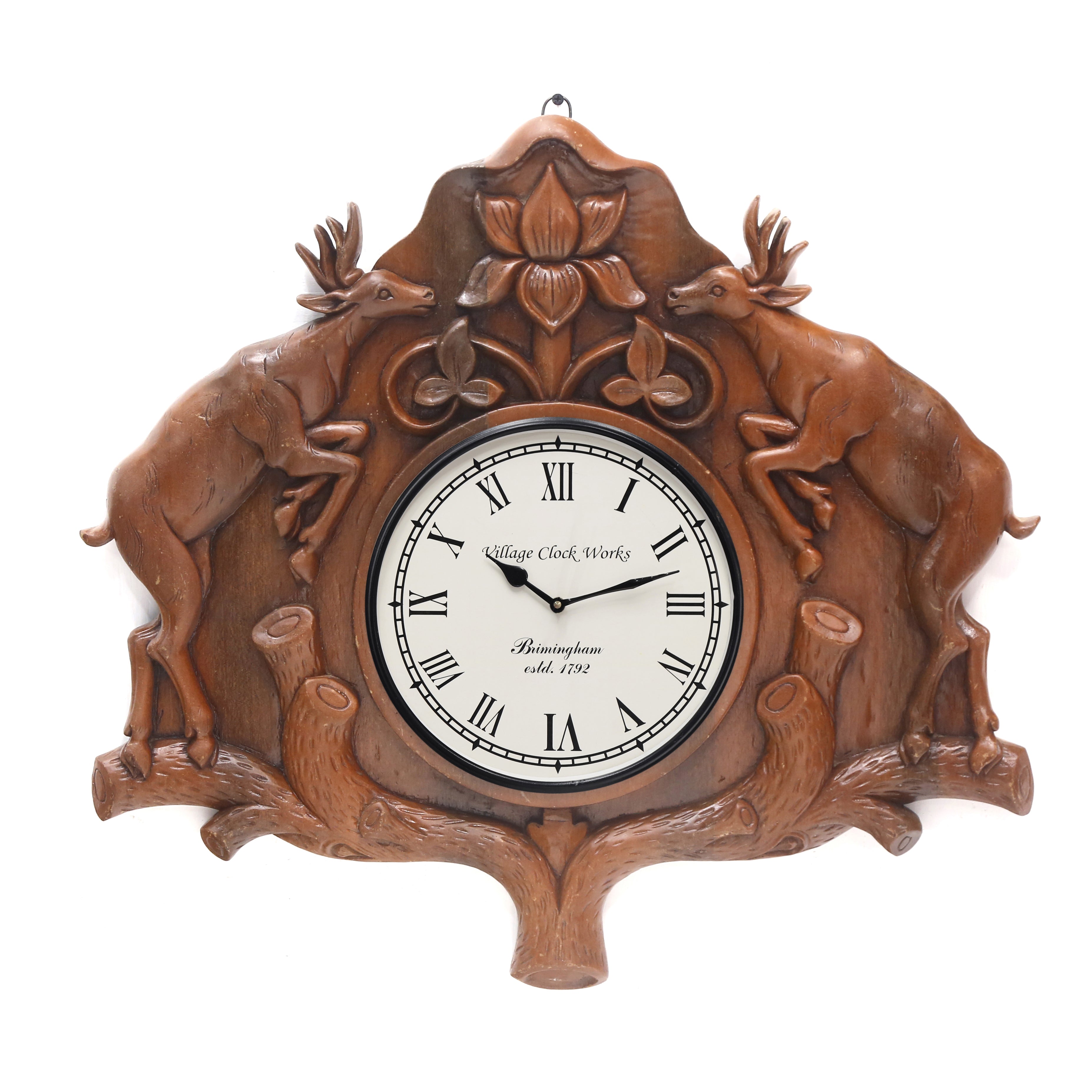 Handcarved Deer Clock Clock