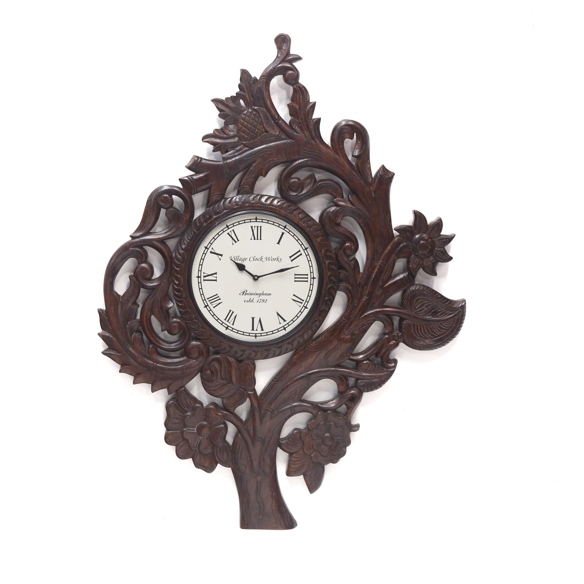 Classic Dark Grape Vine Handmade Wooden Clock