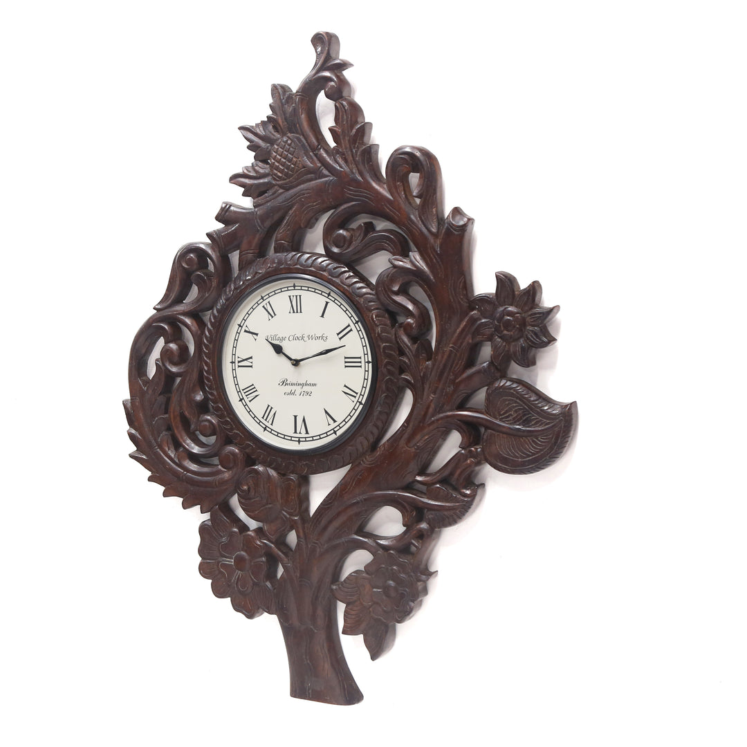 Classic Dark Grape Vine Handmade Wooden Clock Clock