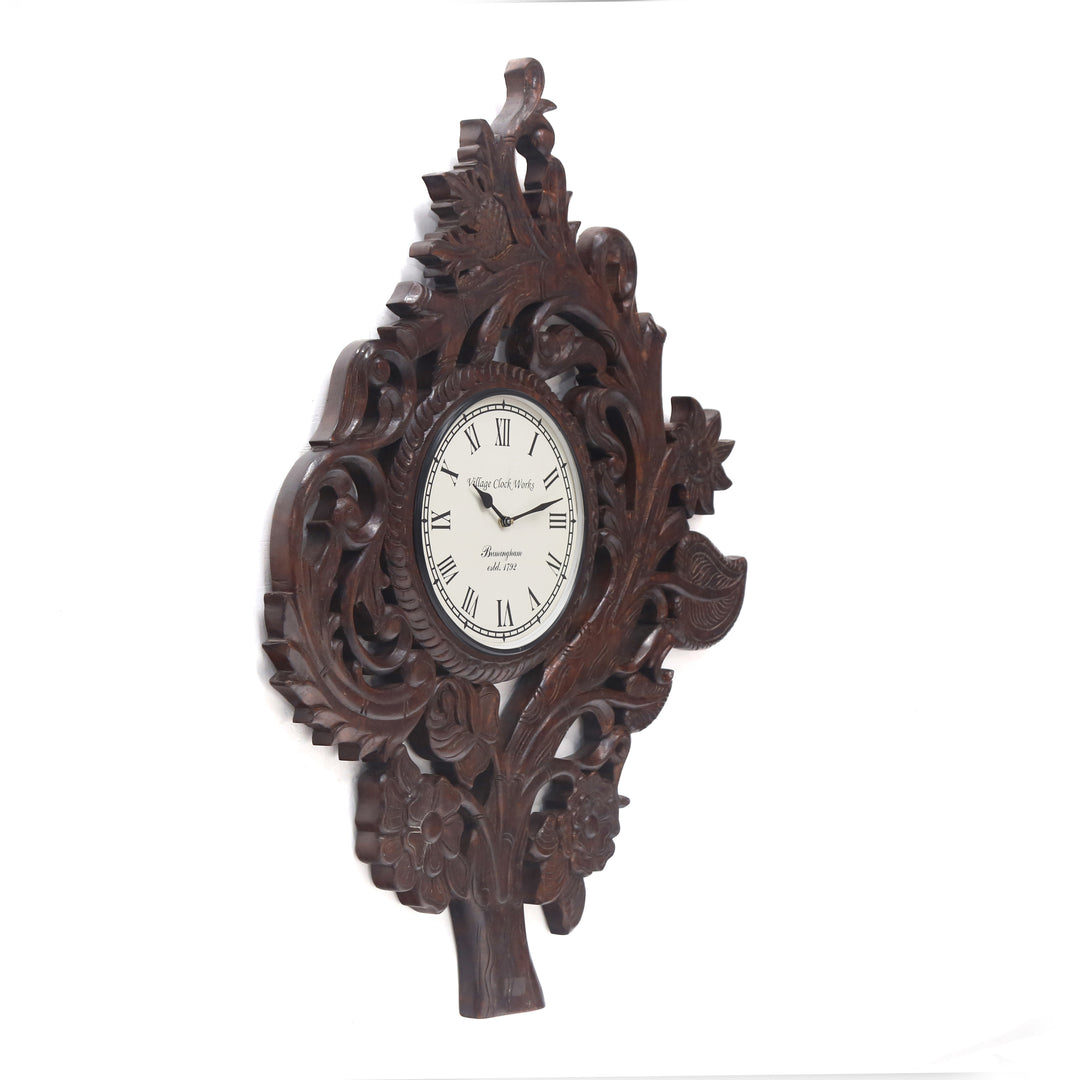 Classic Dark Grape Vine Handmade Wooden Clock Clock