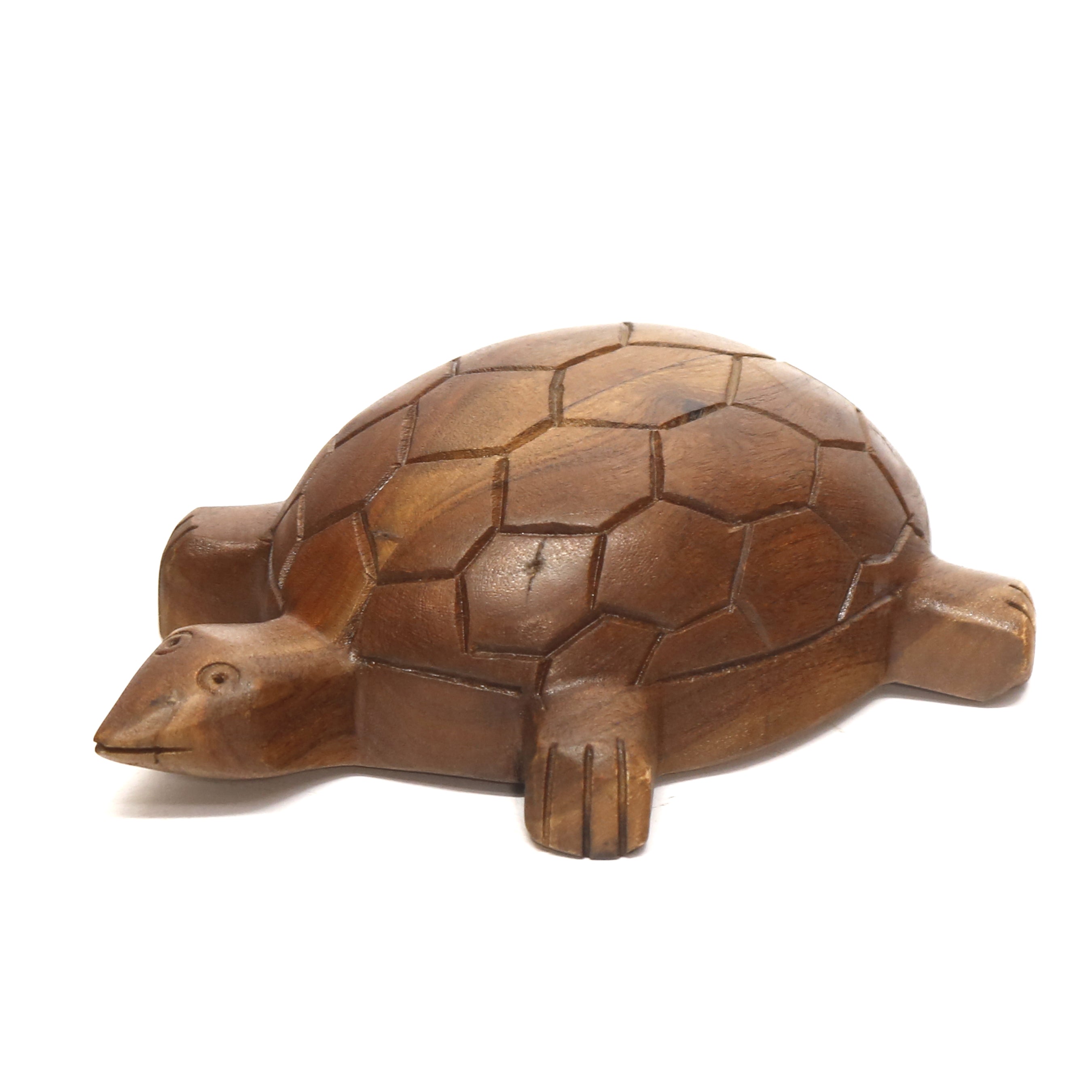 Wooden Detailed Turtle Showpiece Animal Figurine
