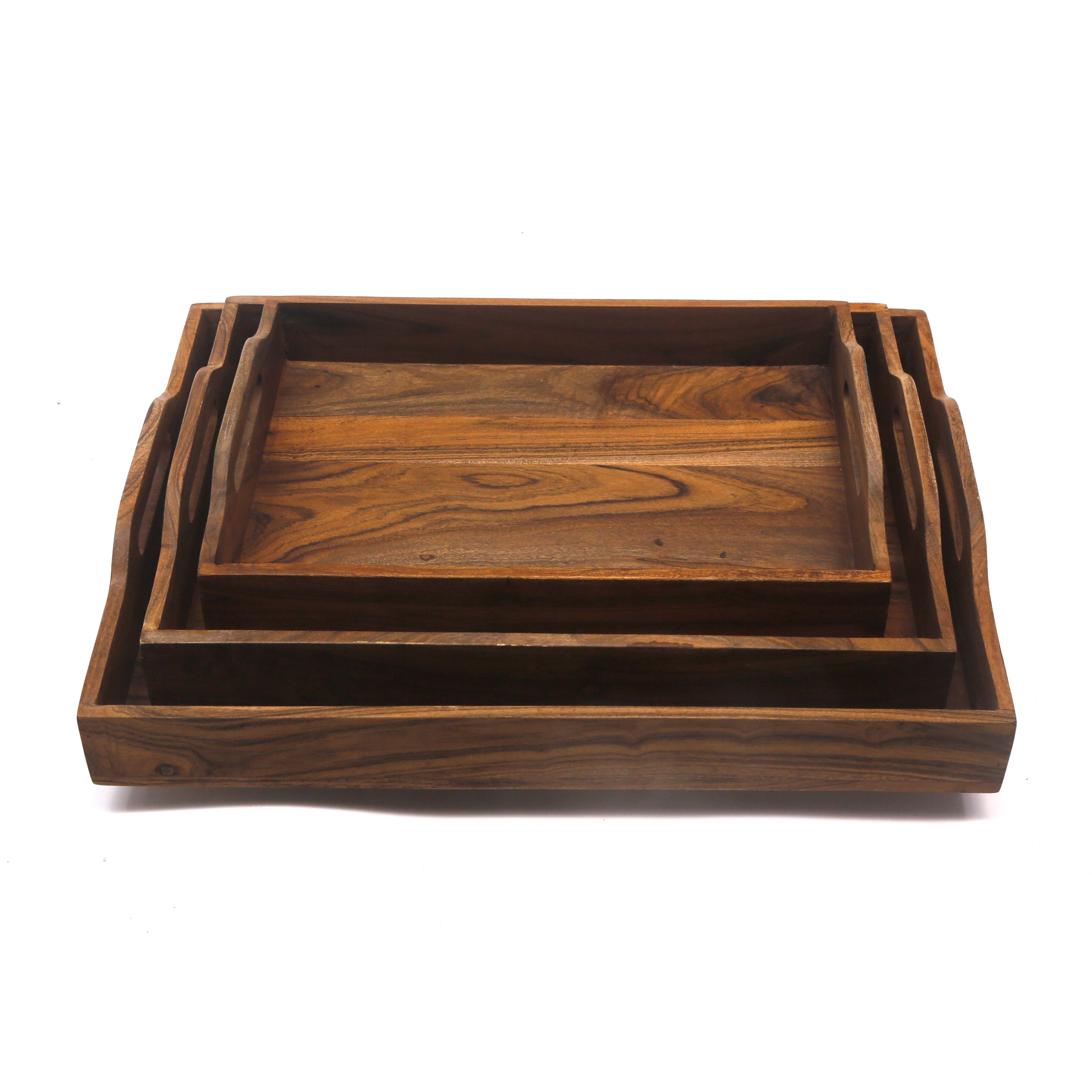 Solid Outer Handle Tray - - Set of 3 Tray