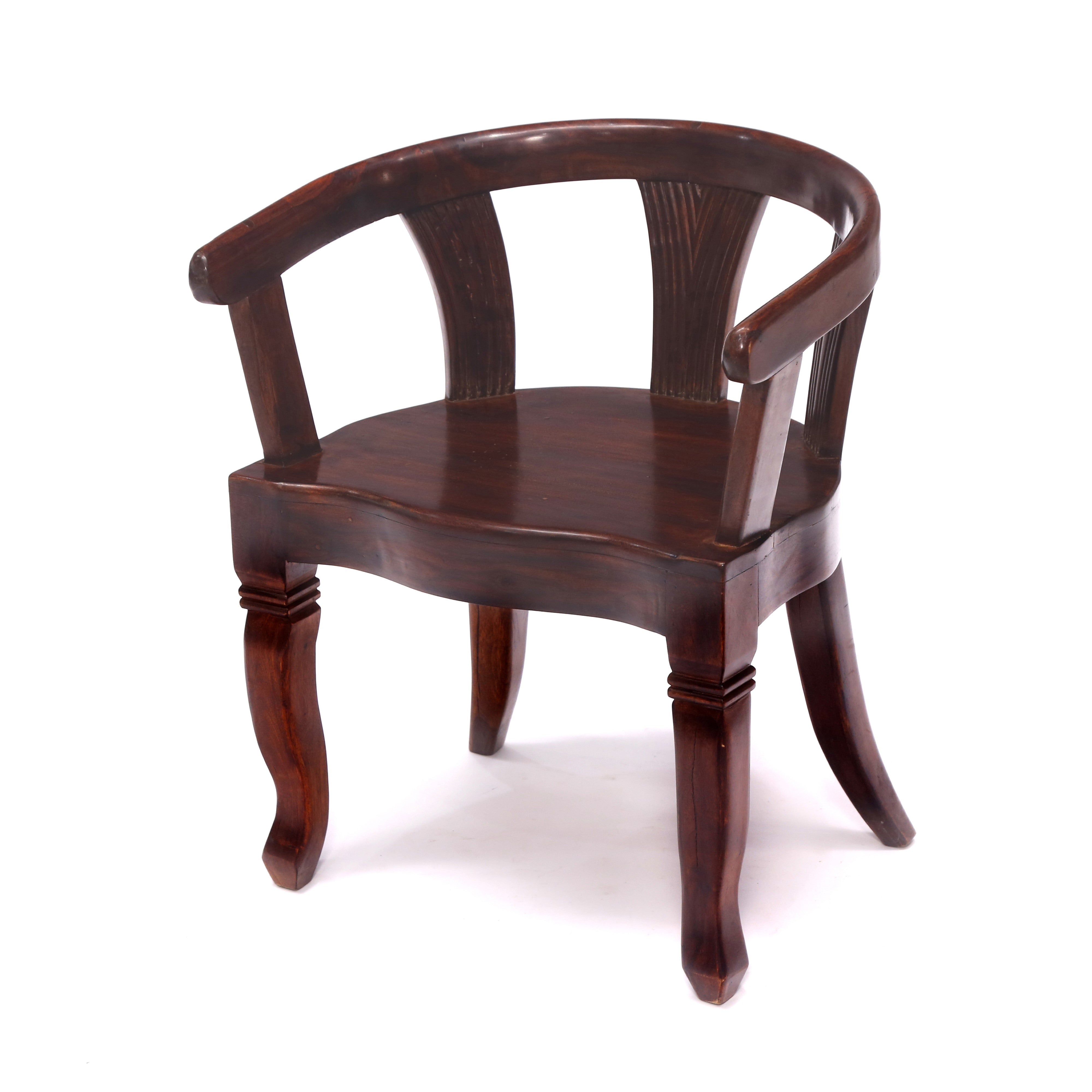 Dark Tone Rounded Arms Sheesham Wood Chair Arm Chair