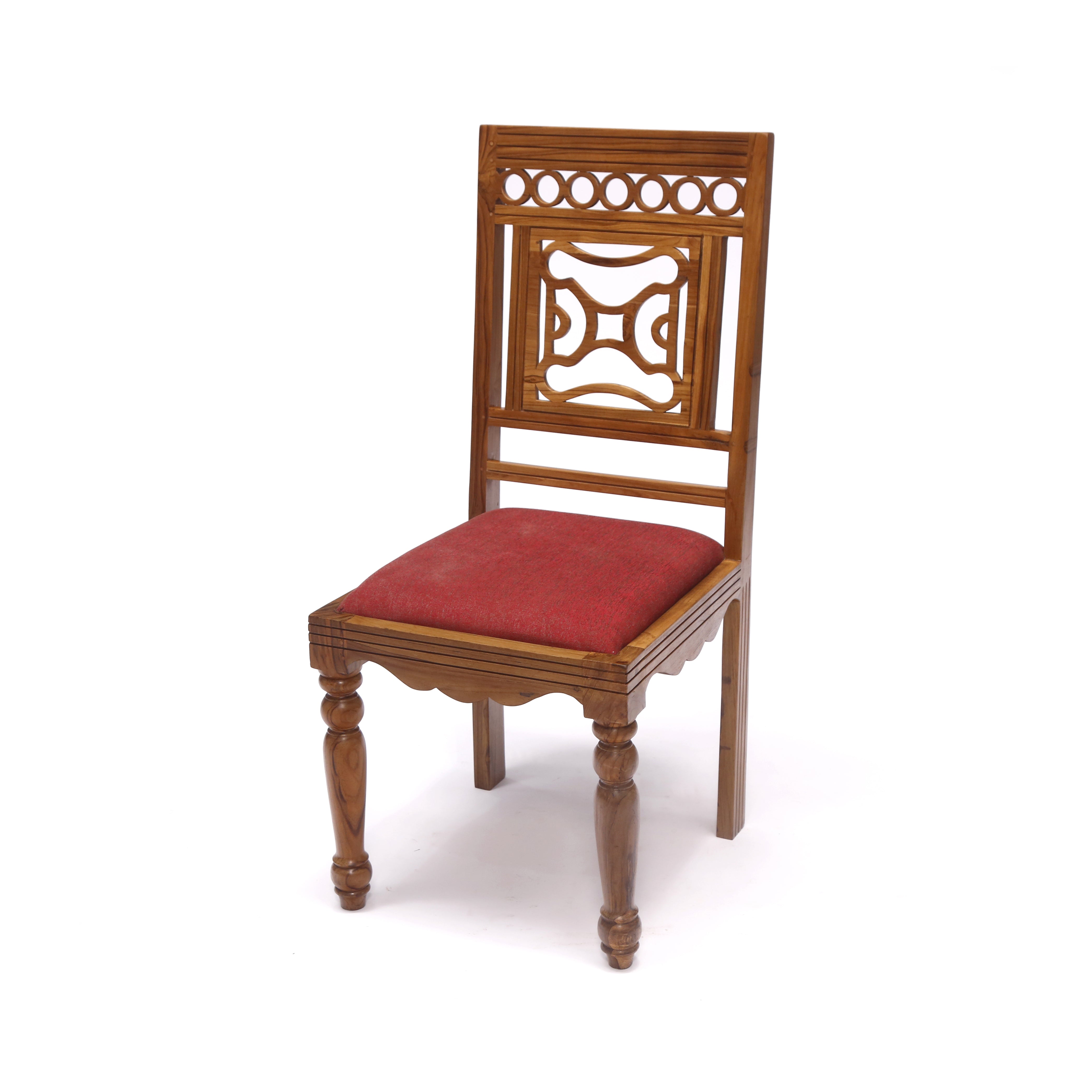 (Set of 2) Teak Wood Traditional Dinning office all purpose Chair red color Dining Chair