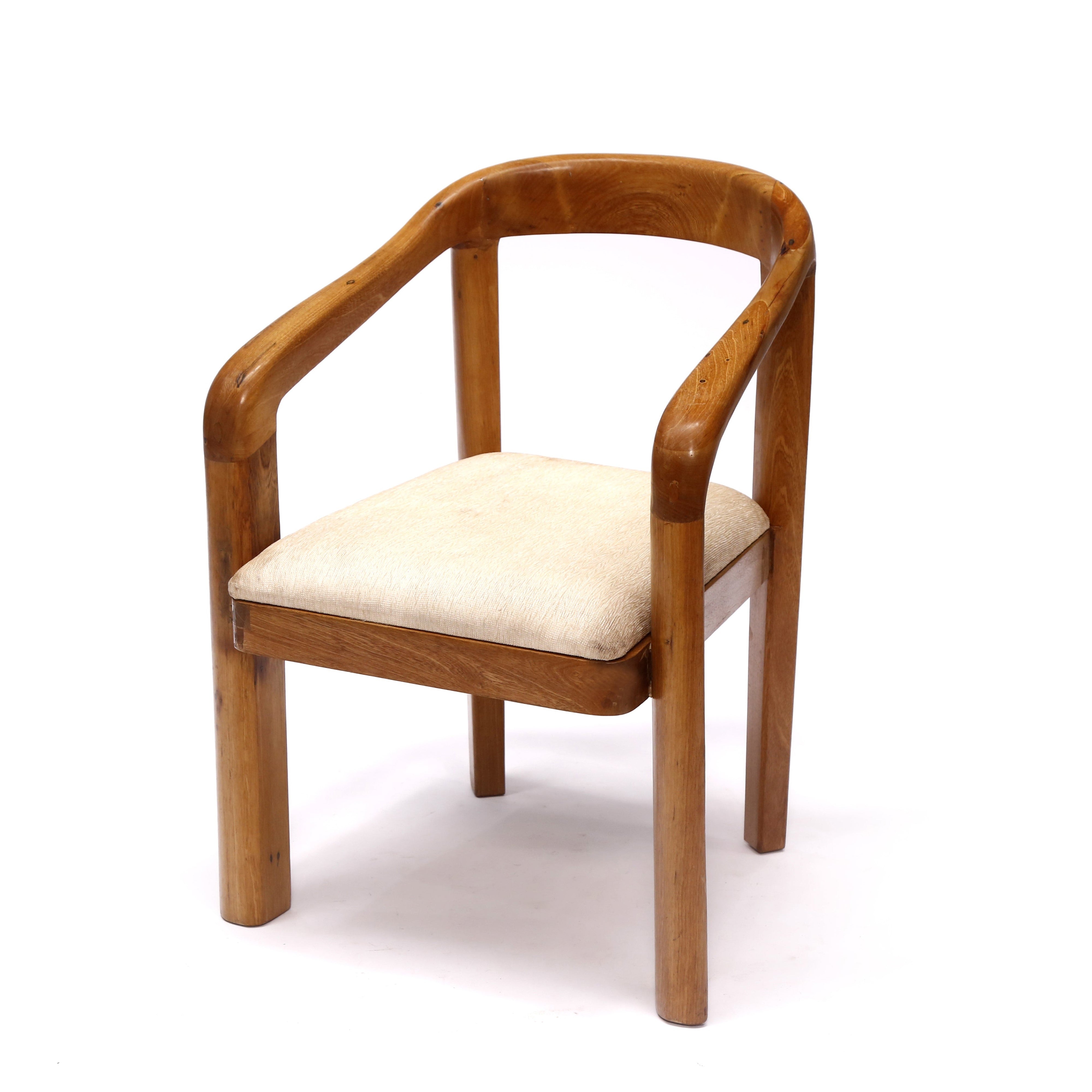 Solid Teak Brown Low Back Chair Arm Chair
