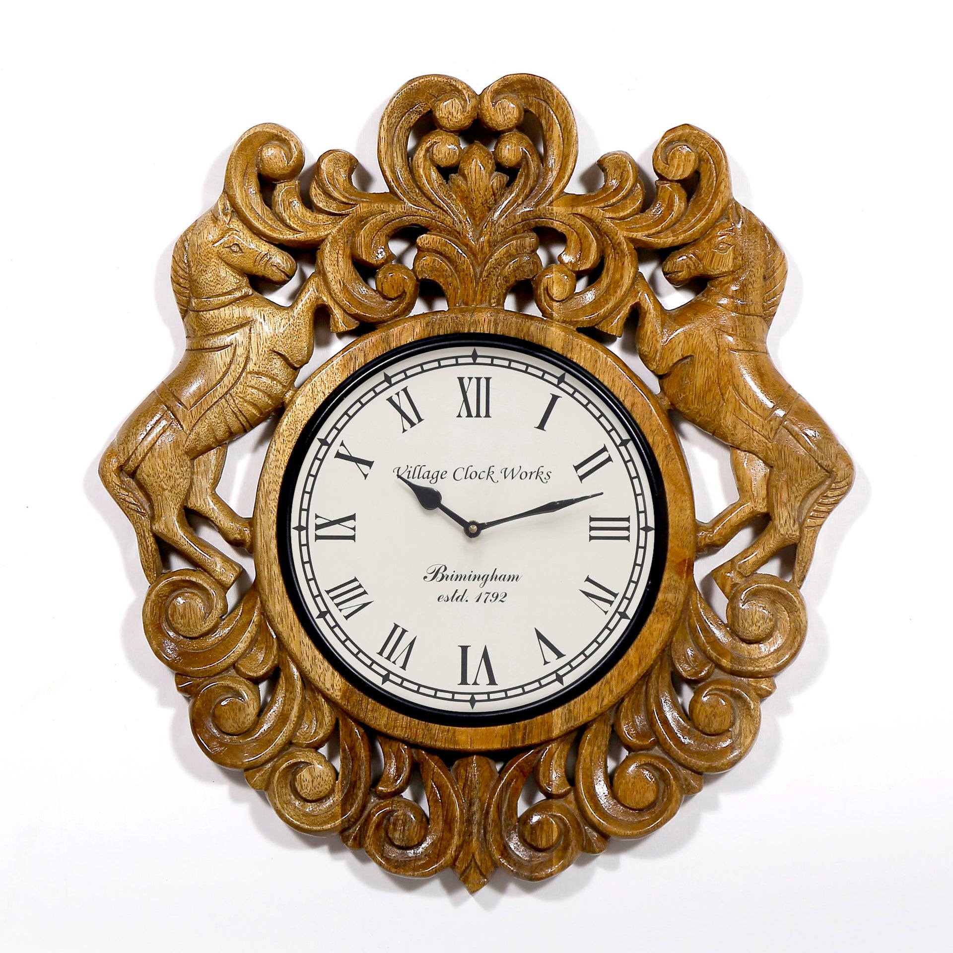 Handcarved Horse Clock Clock