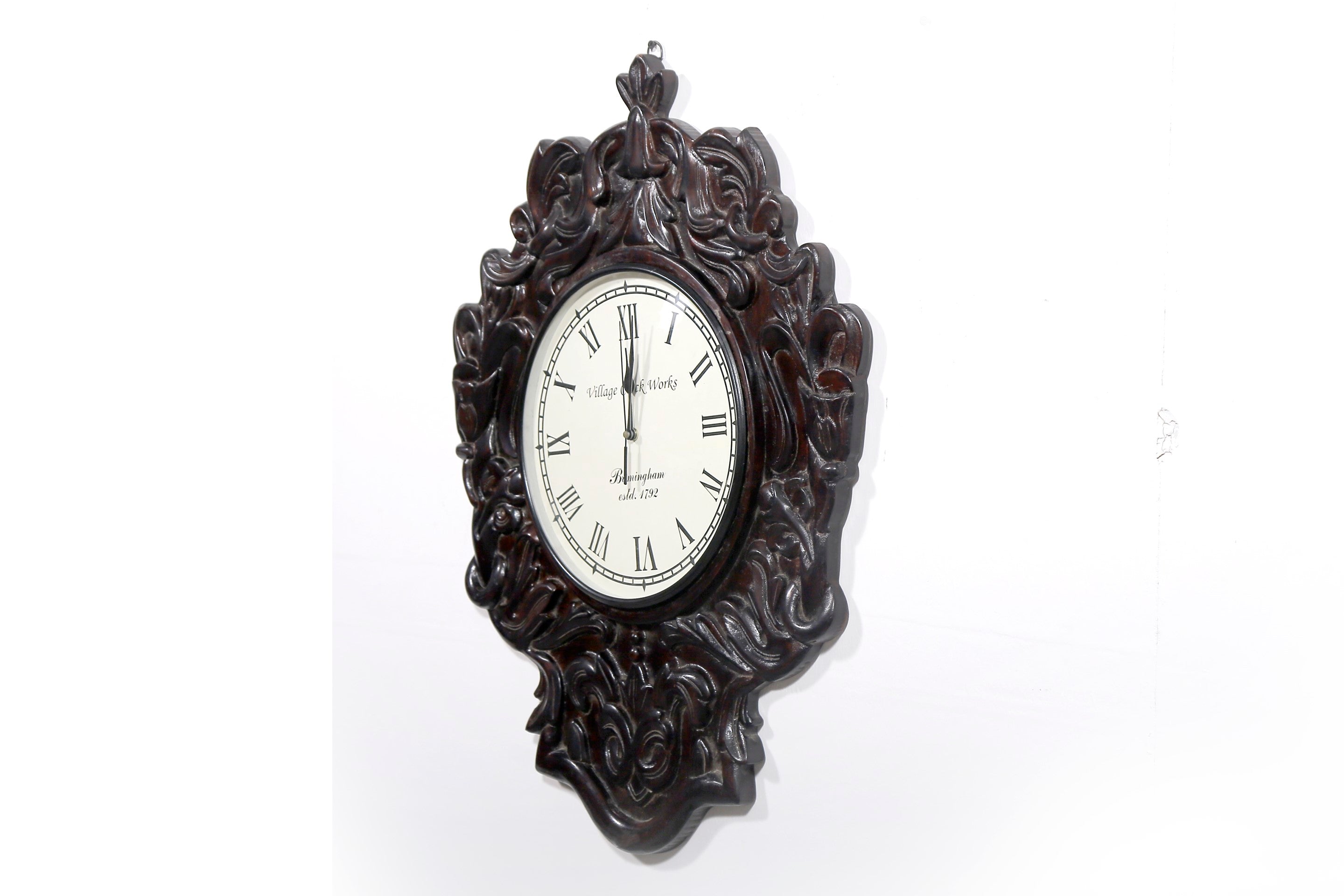 Dark Denver Finished Vintage Handcarved Wooden Traditional Clock Clock