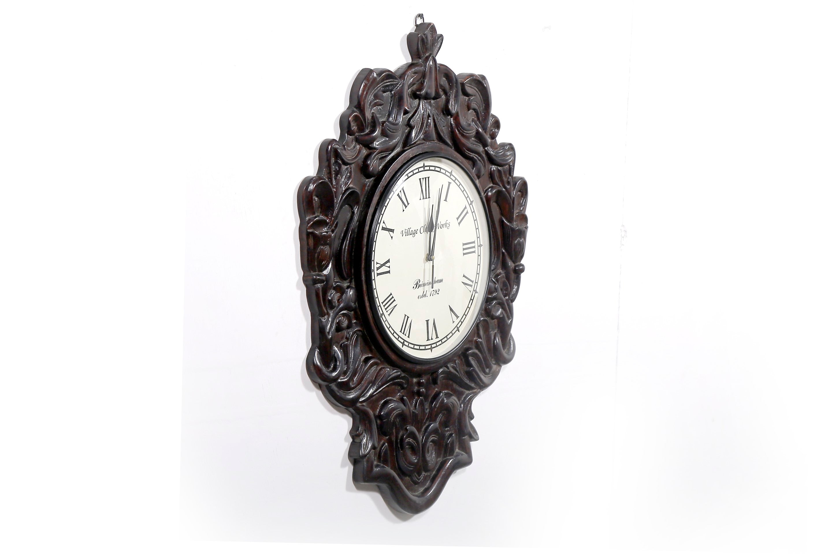 Dark Denver Finished Vintage Handcarved Wooden Traditional Clock Clock