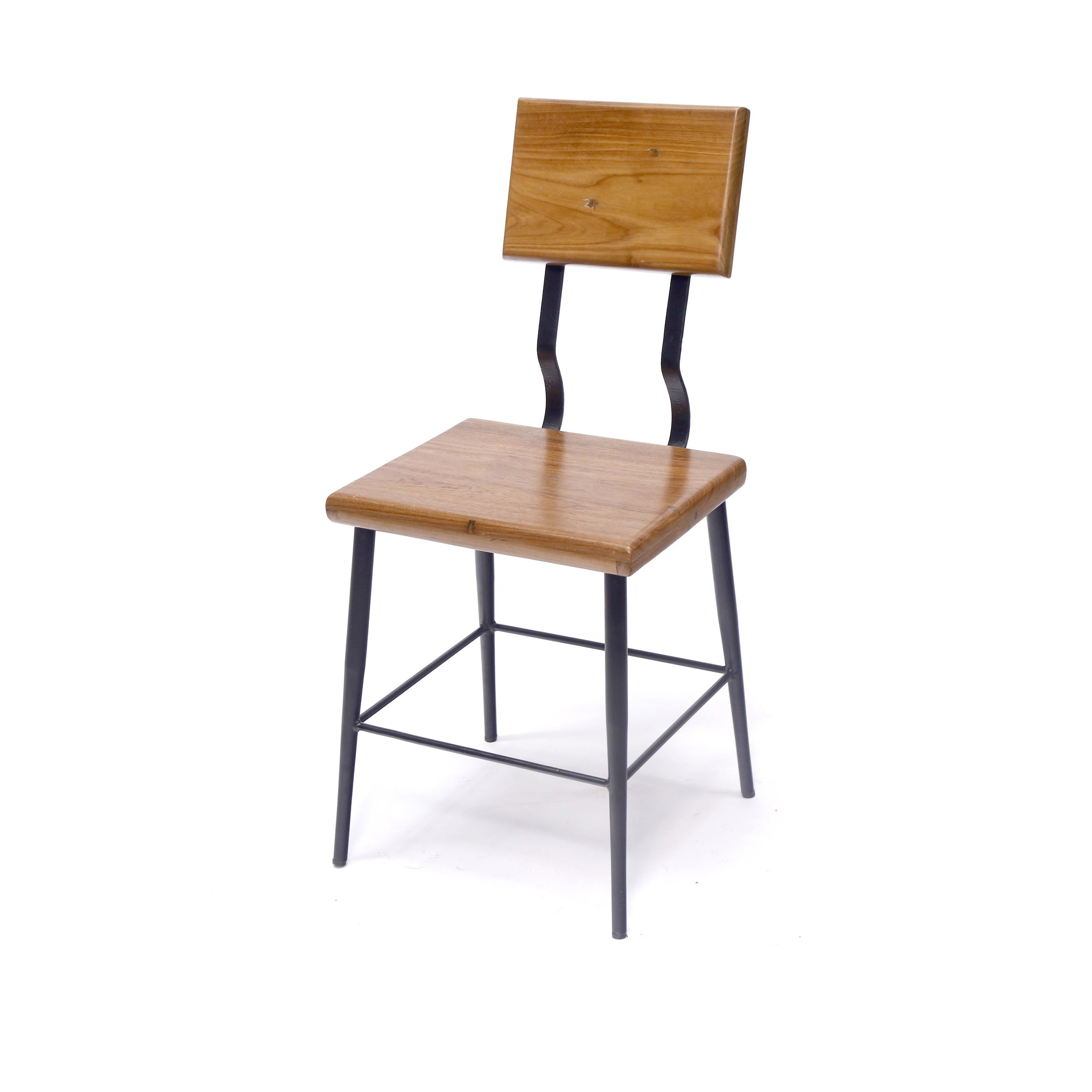 (Set of 2) Teak Wood Metallic Chair Dining Chair
